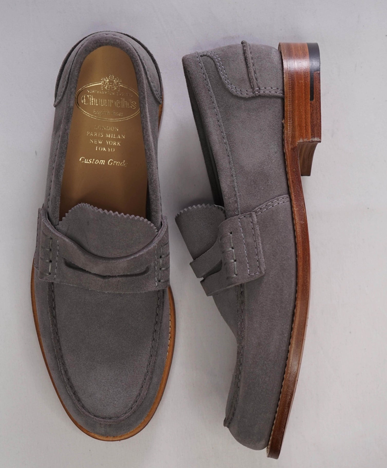 $1,100 Church's Grey Pembrey Penny Loafers Suede US 9 (8UK)