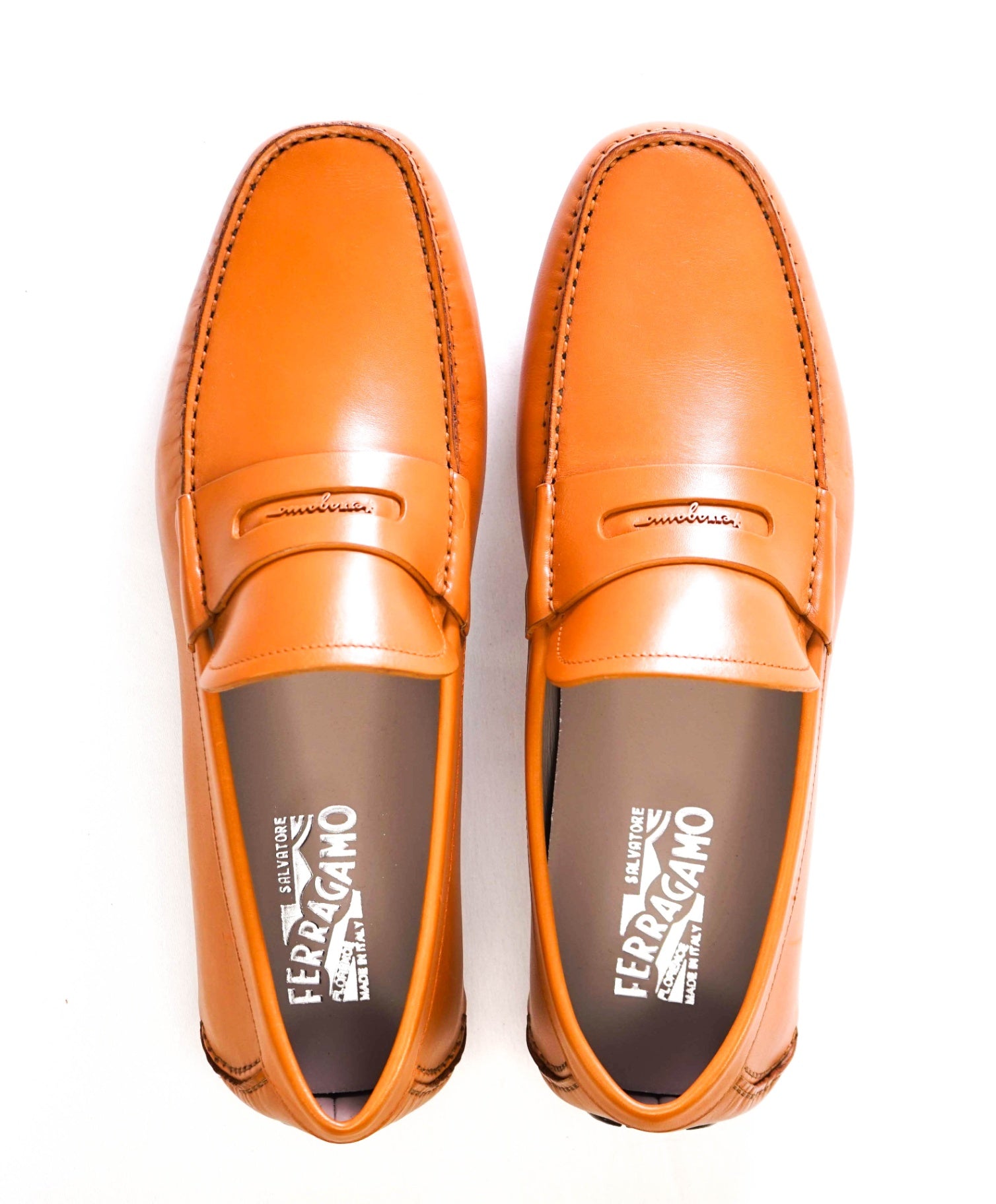 $800 Salvatore Ferragamo Light brown "Newton" Leather Loafer 10.5 E