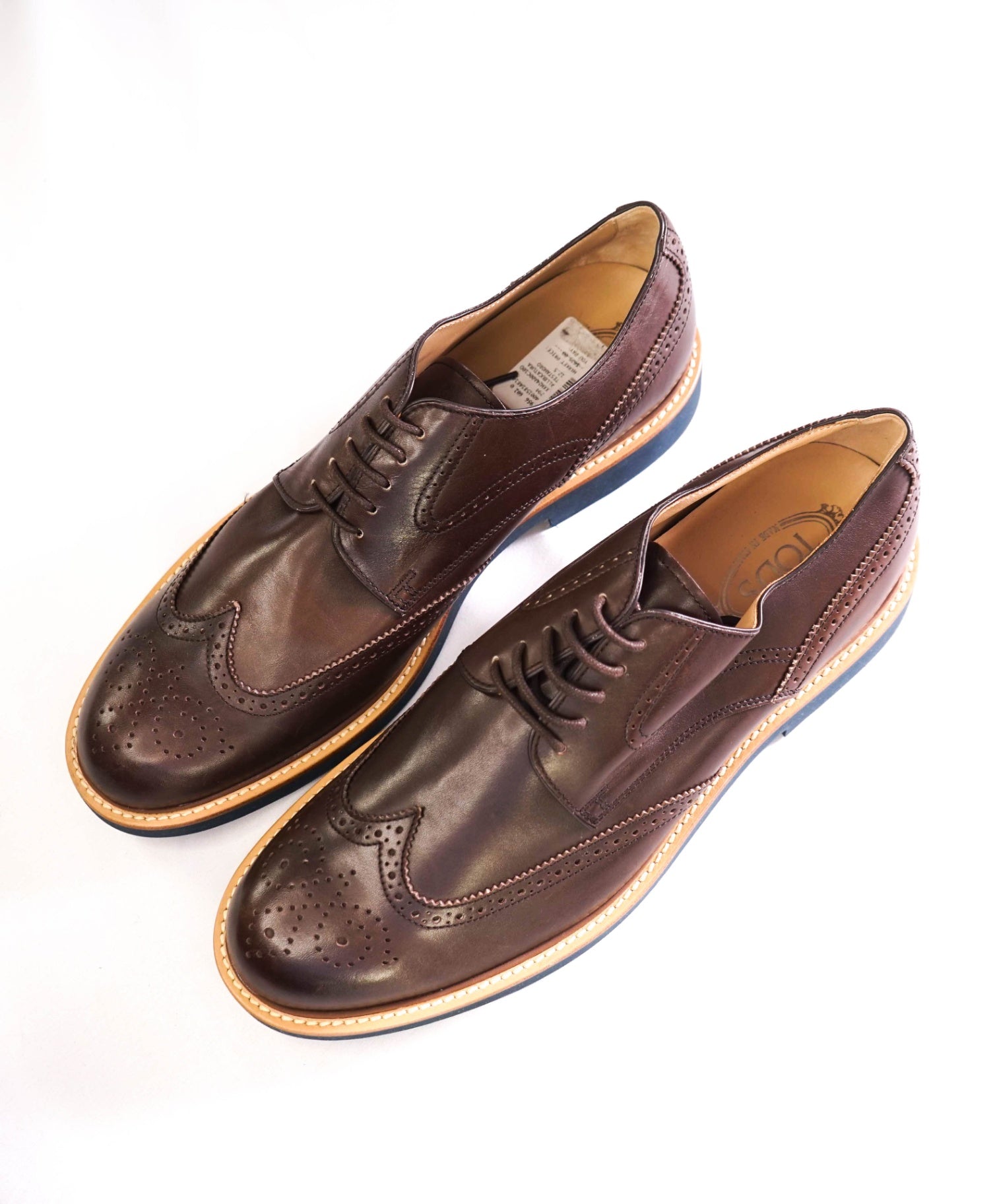 $625 Tod's Brown Brogue Leather Derbies US 13.5 (12.5UK)