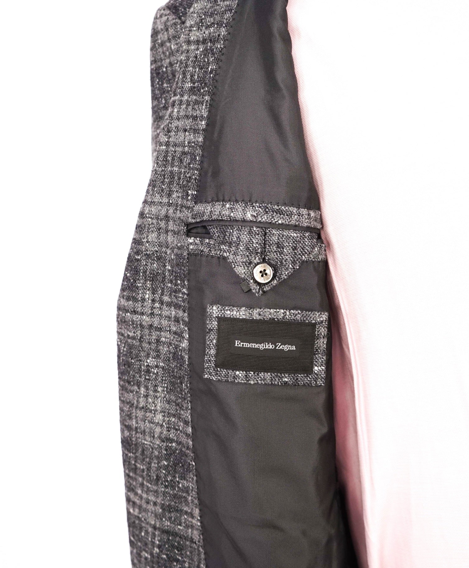 $2,495 Ermenegildo Zegna Grey Plaid Silk/Wool/Cashmere Blazer 50R
