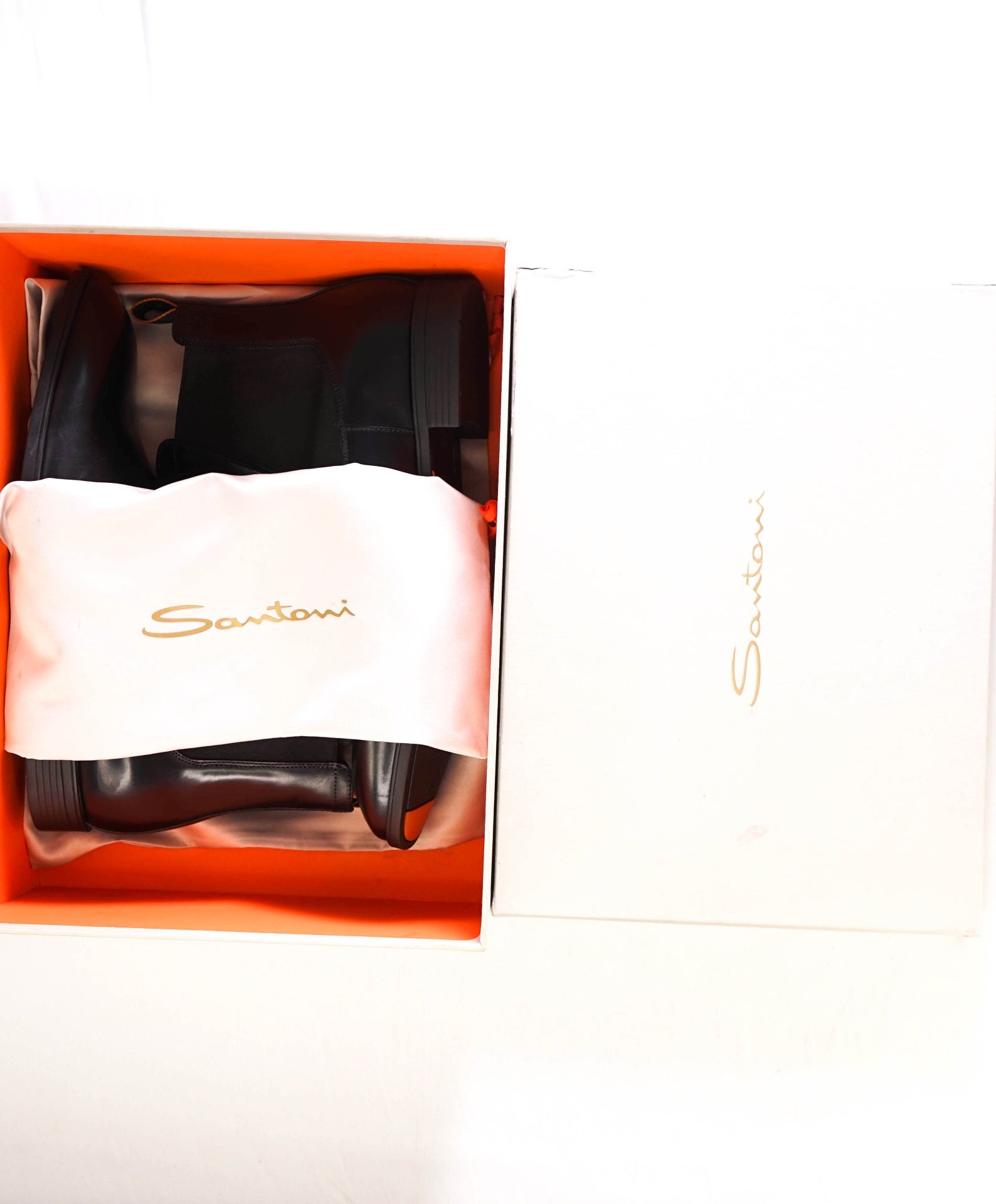 $1,095 SANTONI Black Ankle Boots Leather US 9.5 (UK8.5)