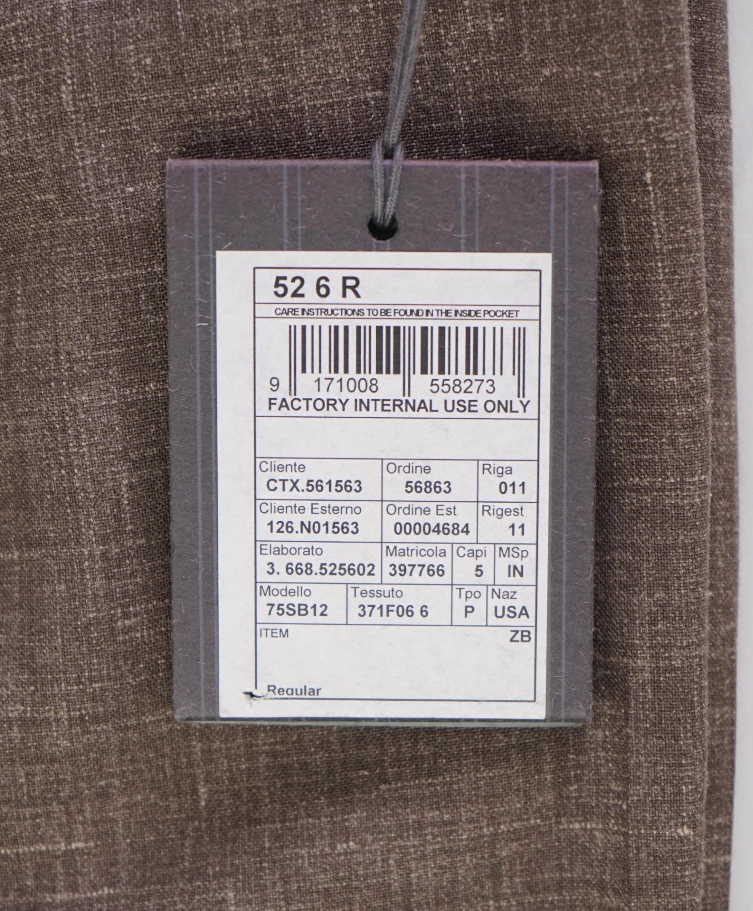 $895 Ermenegildo Zegna Brown "Crossover" Wool/Silk/Linen Pants 36W