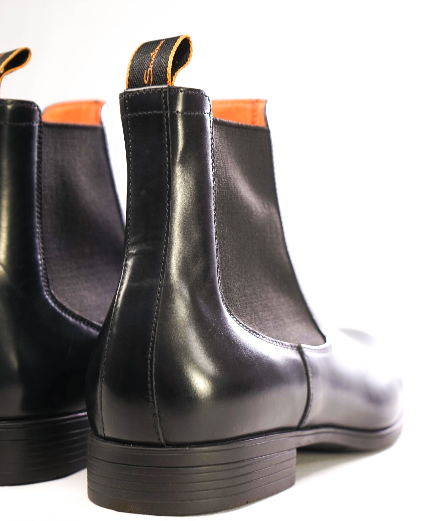 $1,095 SANTONI Black Ankle Boots Leather US 9.5 (UK8.5)