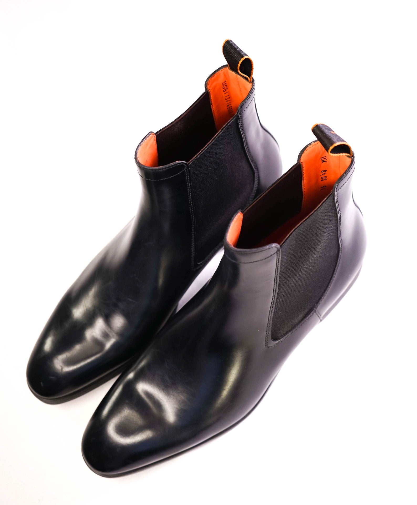 $1,095 SANTONI Black Ankle Boots Leather US 9.5 (UK8.5)