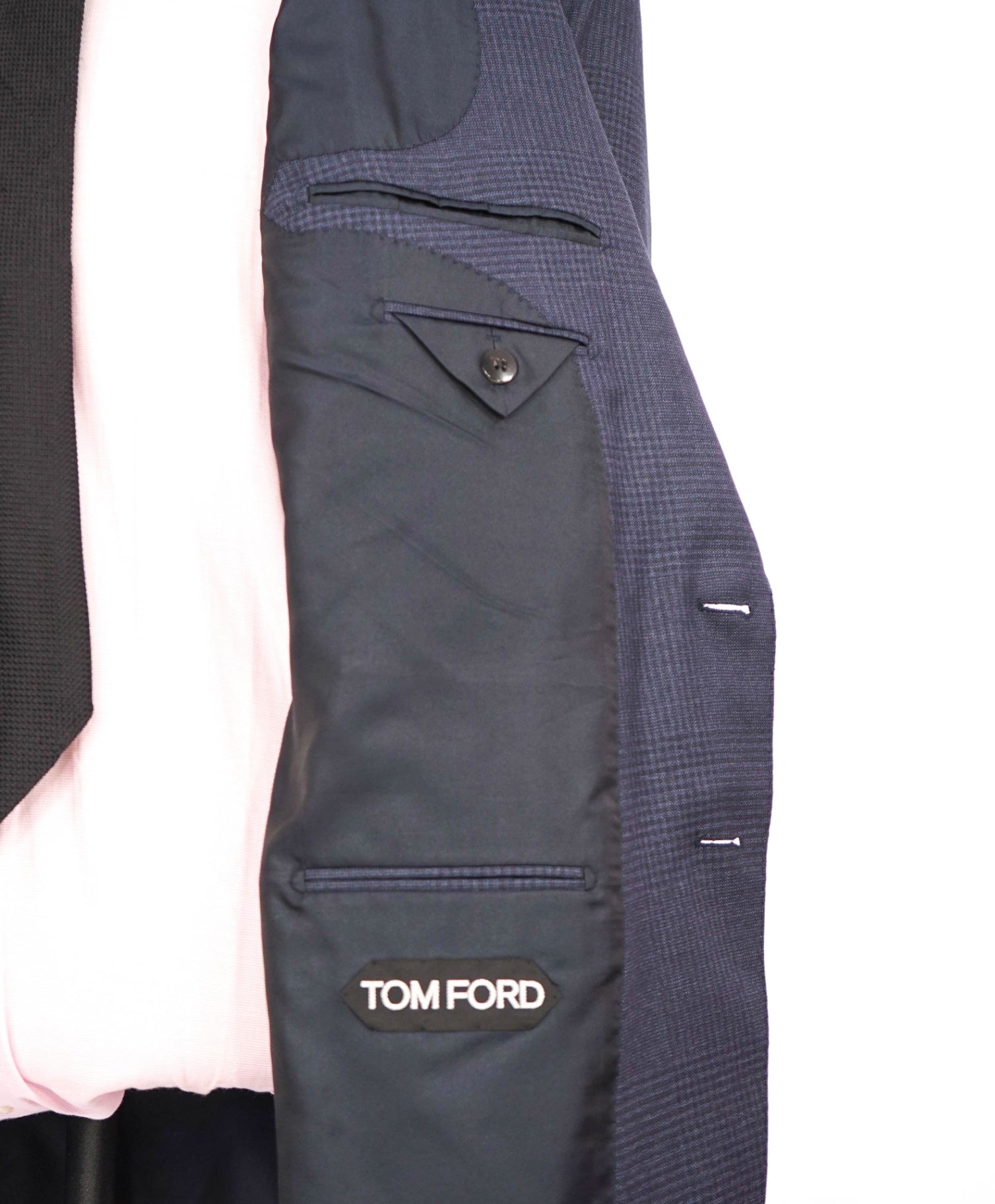 $6,950 Tom Ford Navy Tonal Plaid "WINDSOR" Peak Wool Suit 46R
