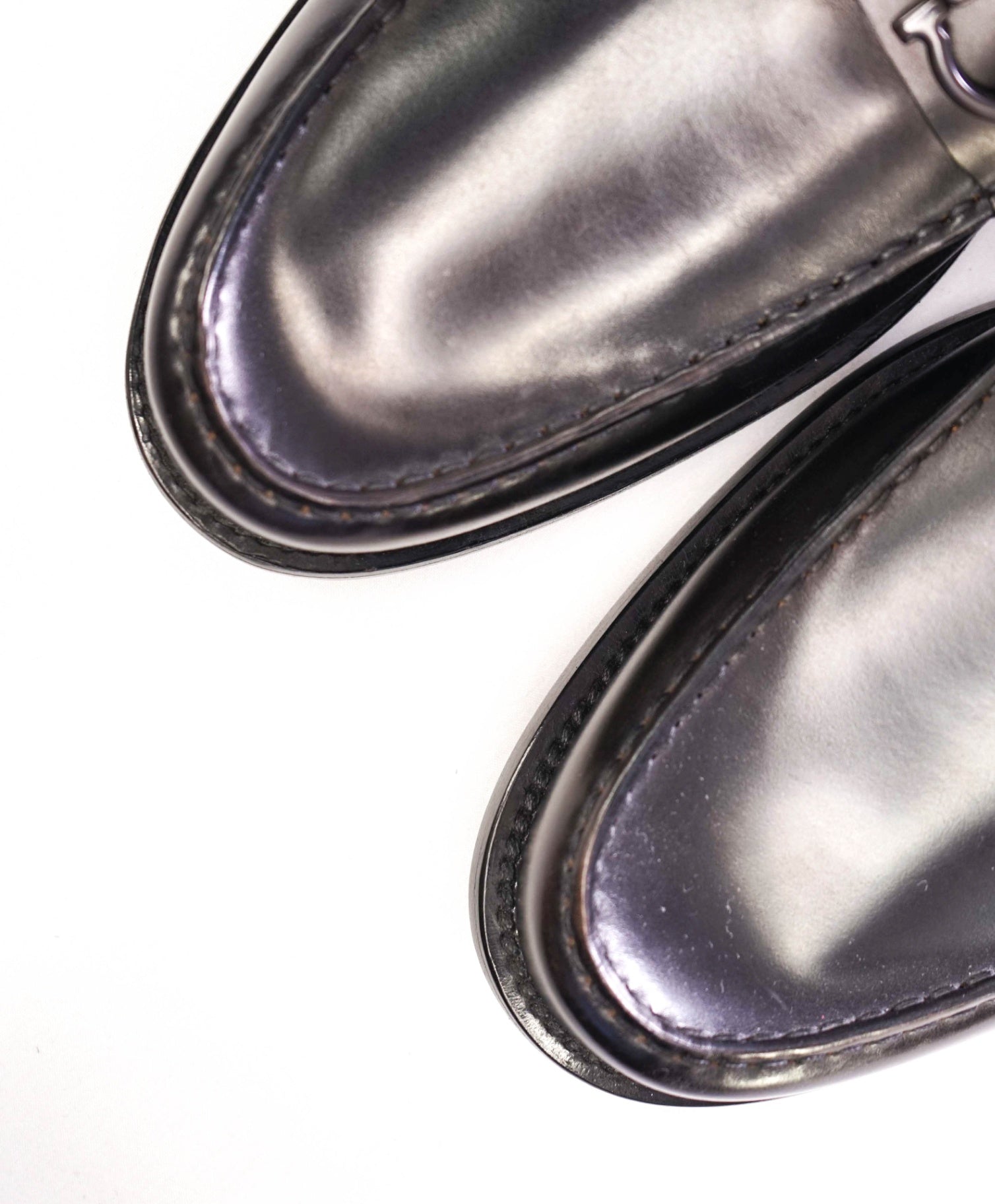 $850 Salvatore Ferragamo Black LUG SOLE Leather Loafers 13 D