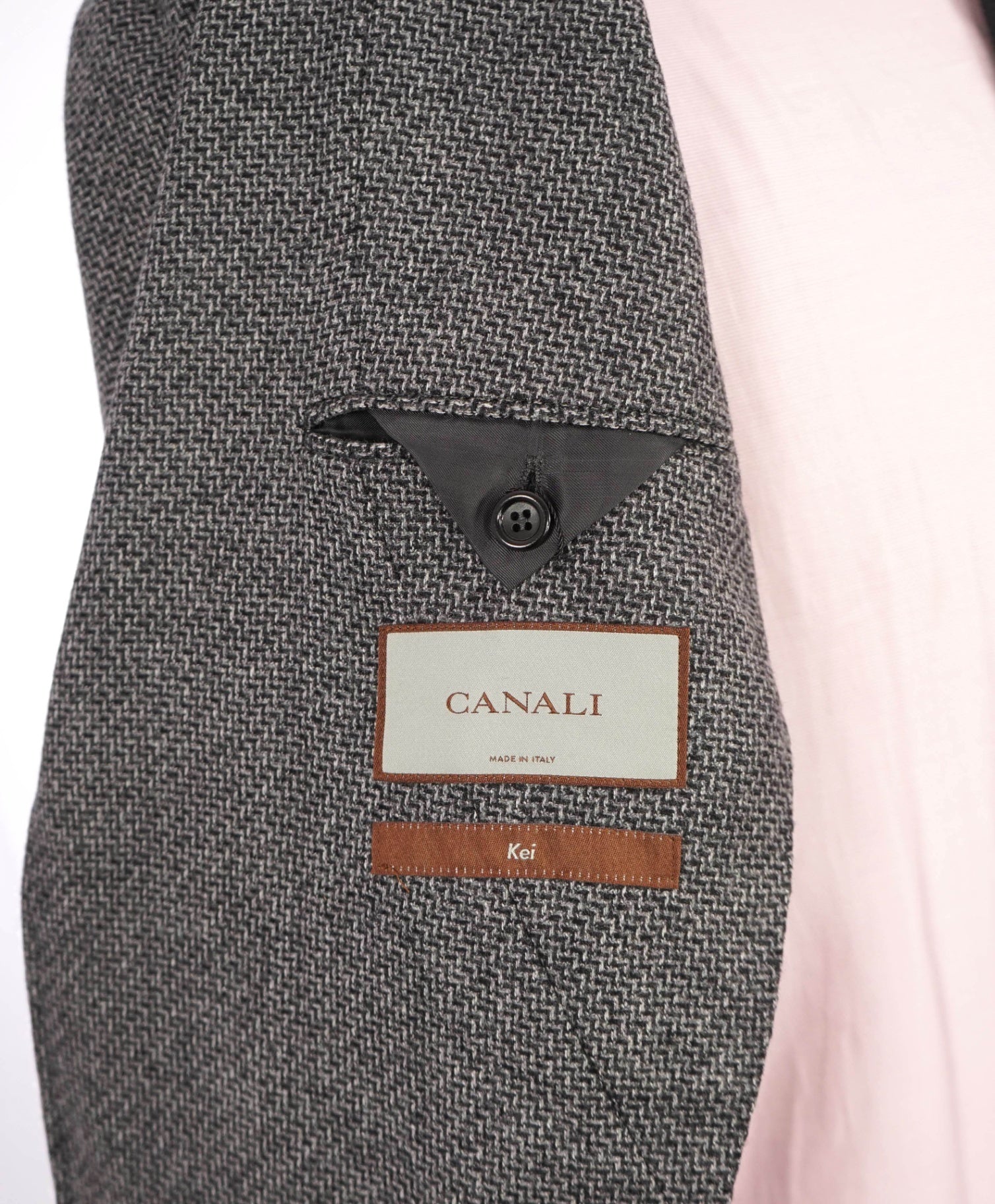 $1,495 Canali Grey/Blue Wool "KEI" Textured Blazer 40R