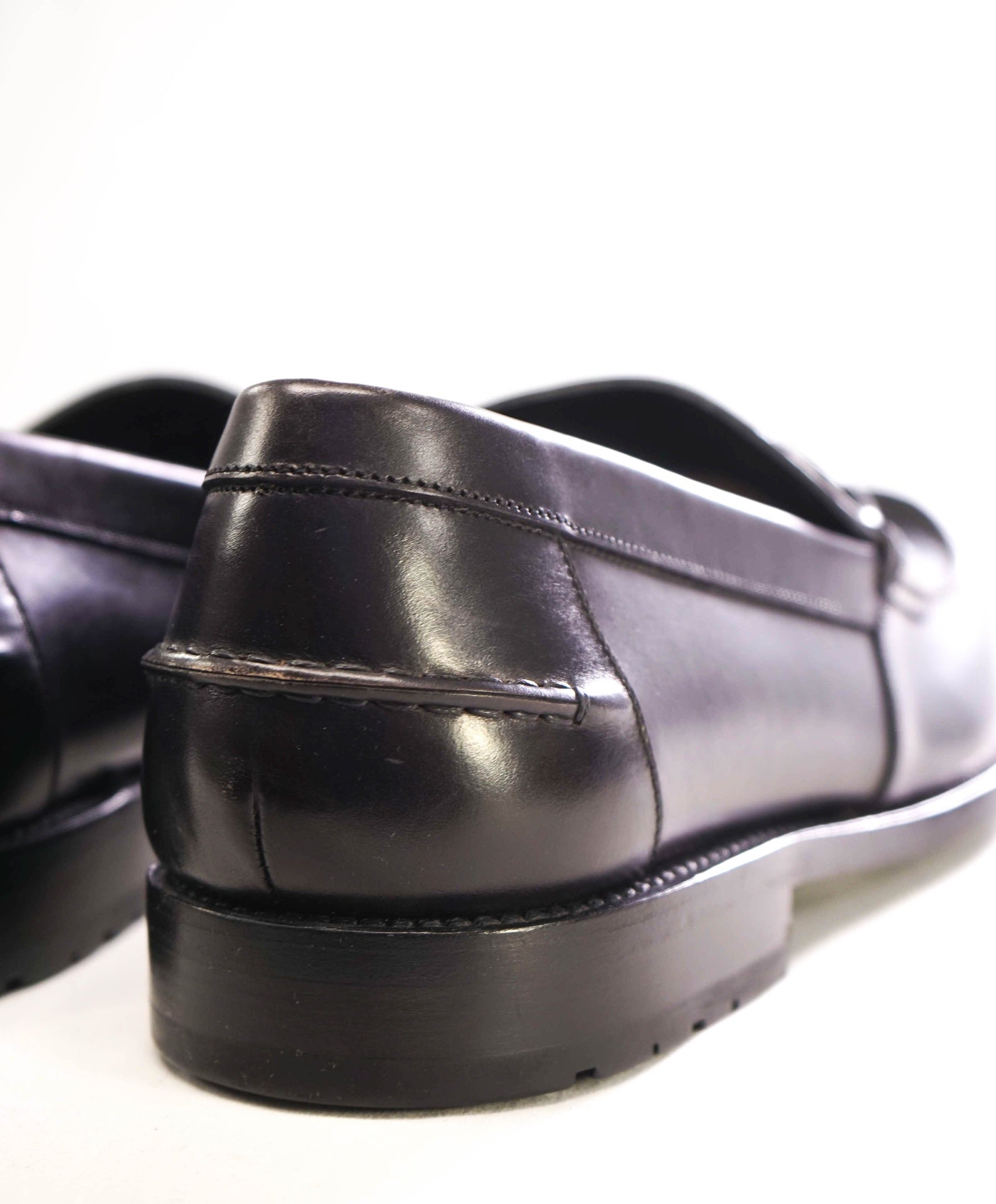 $850 Salvatore Ferragamo Black LUG SOLE Leather Loafers 13 D