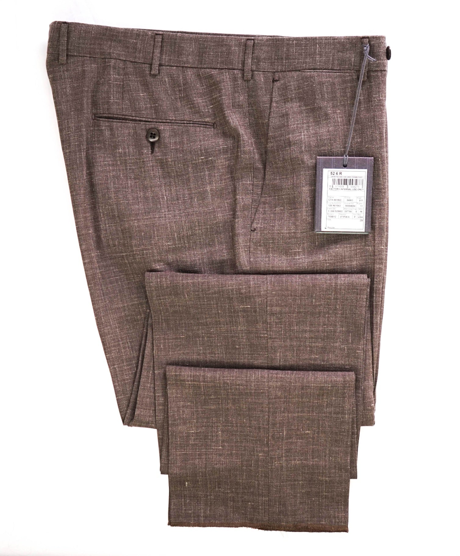 $895 Ermenegildo Zegna Brown "Crossover" Wool/Silk/Linen Pants 36W