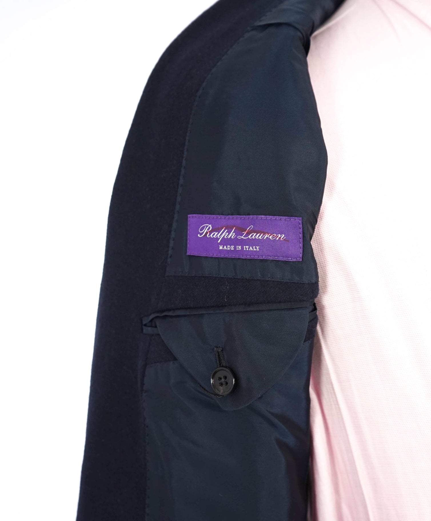 $2,895 Ralph Lauren Purple Label Navy Flannel Wool Blazer 38R
