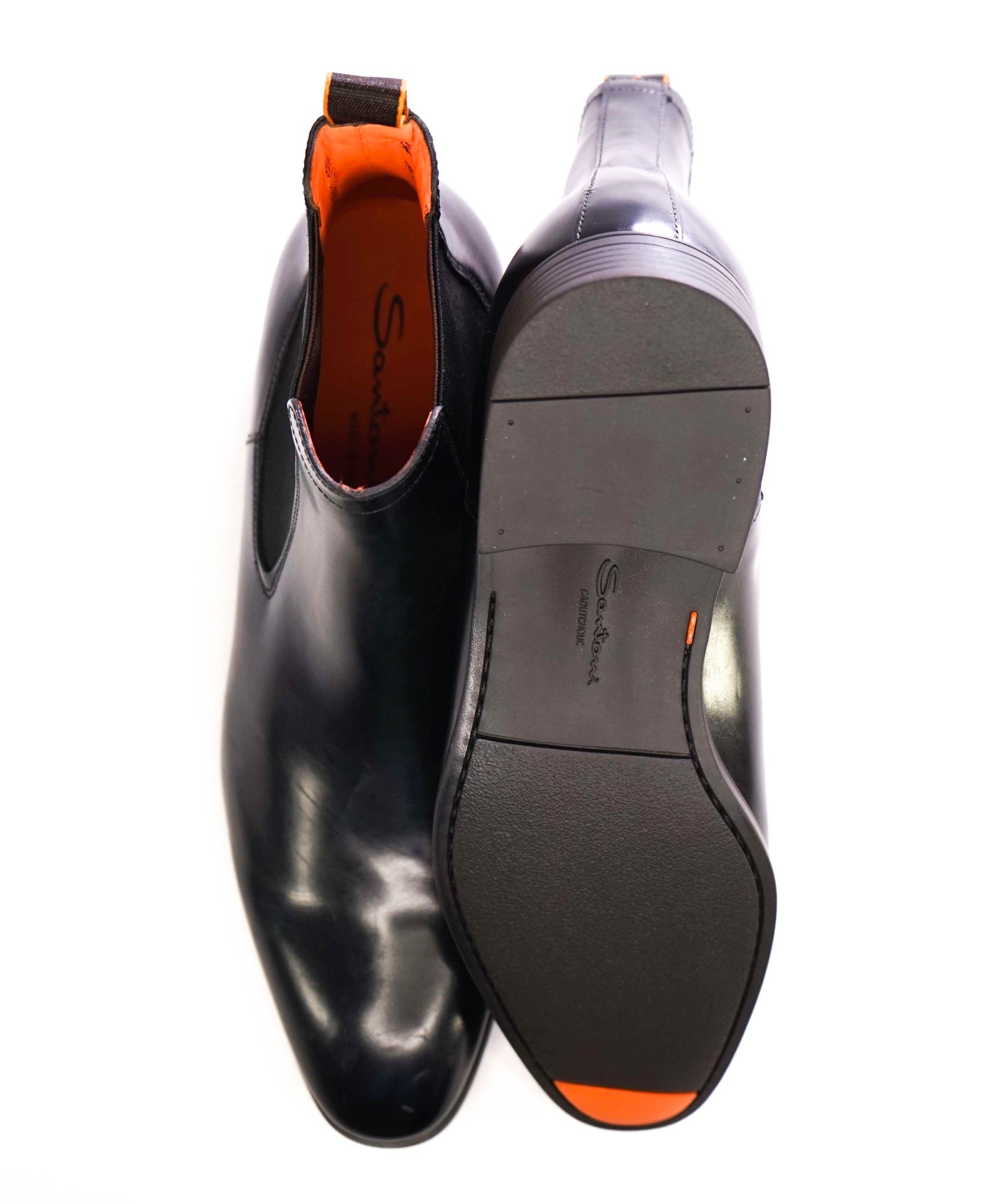 $1,095 SANTONI Black Ankle Boots Leather US 9.5 (UK8.5)