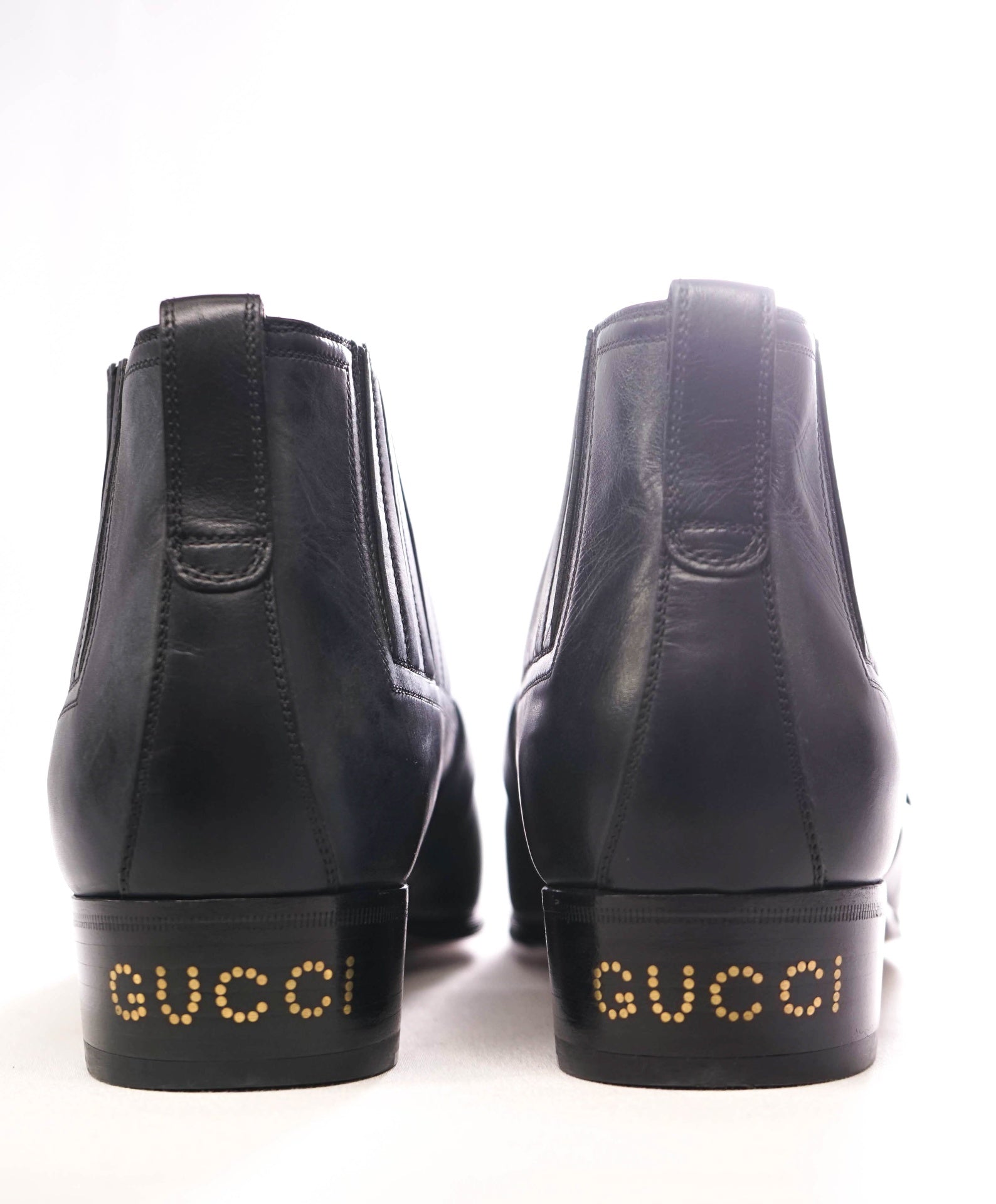 $1,250 GUCCI "Worsh" Black Cuban Logo Heel Boots US 9.5 (9G)
