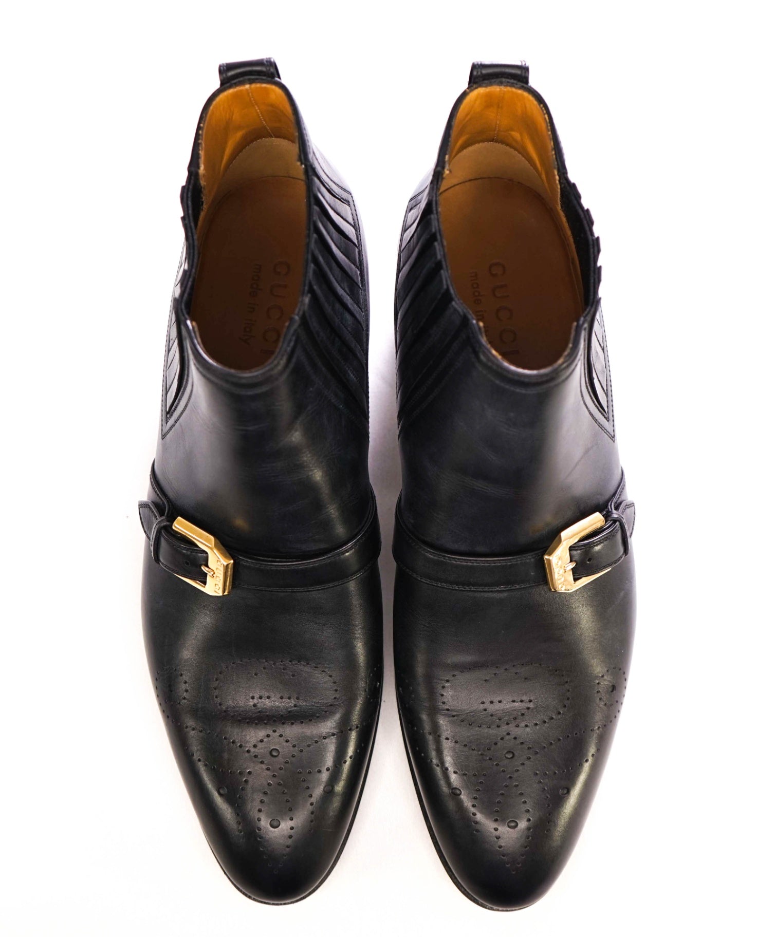 $1,250 GUCCI "Worsh" Black Cuban Logo Heel Boots US 9.5 (9G)