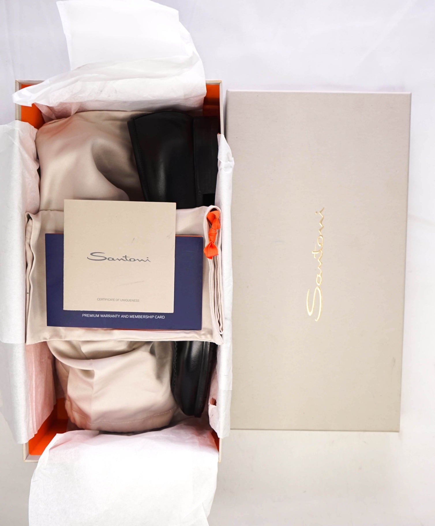$800 Santoni Black Penny Loafers Leather 10.5 US