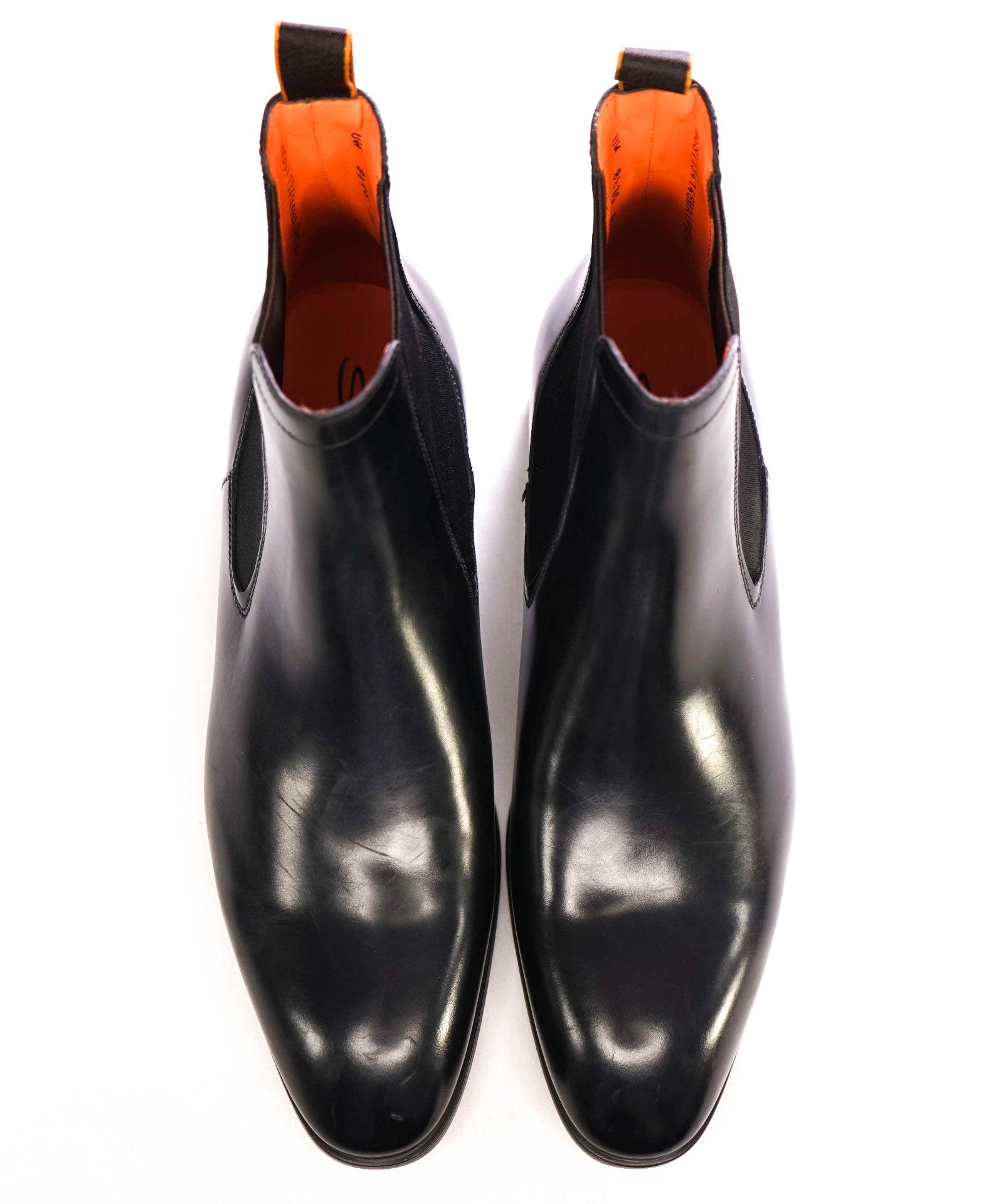 $1,095 SANTONI Black Ankle Boots Leather US 9.5 (UK8.5)