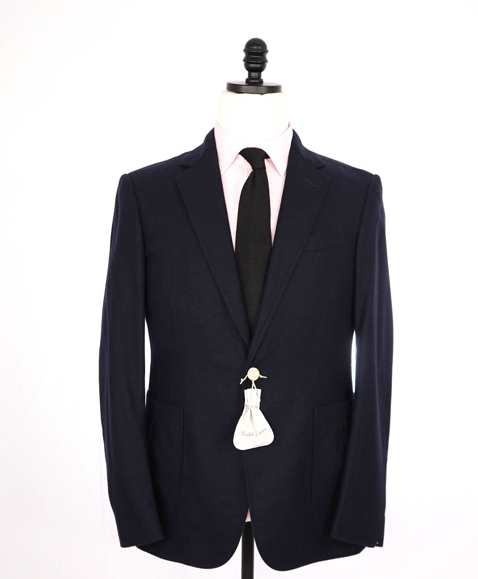 $2,895 Ralph Lauren Purple Label Navy Flannel Wool Blazer 38R