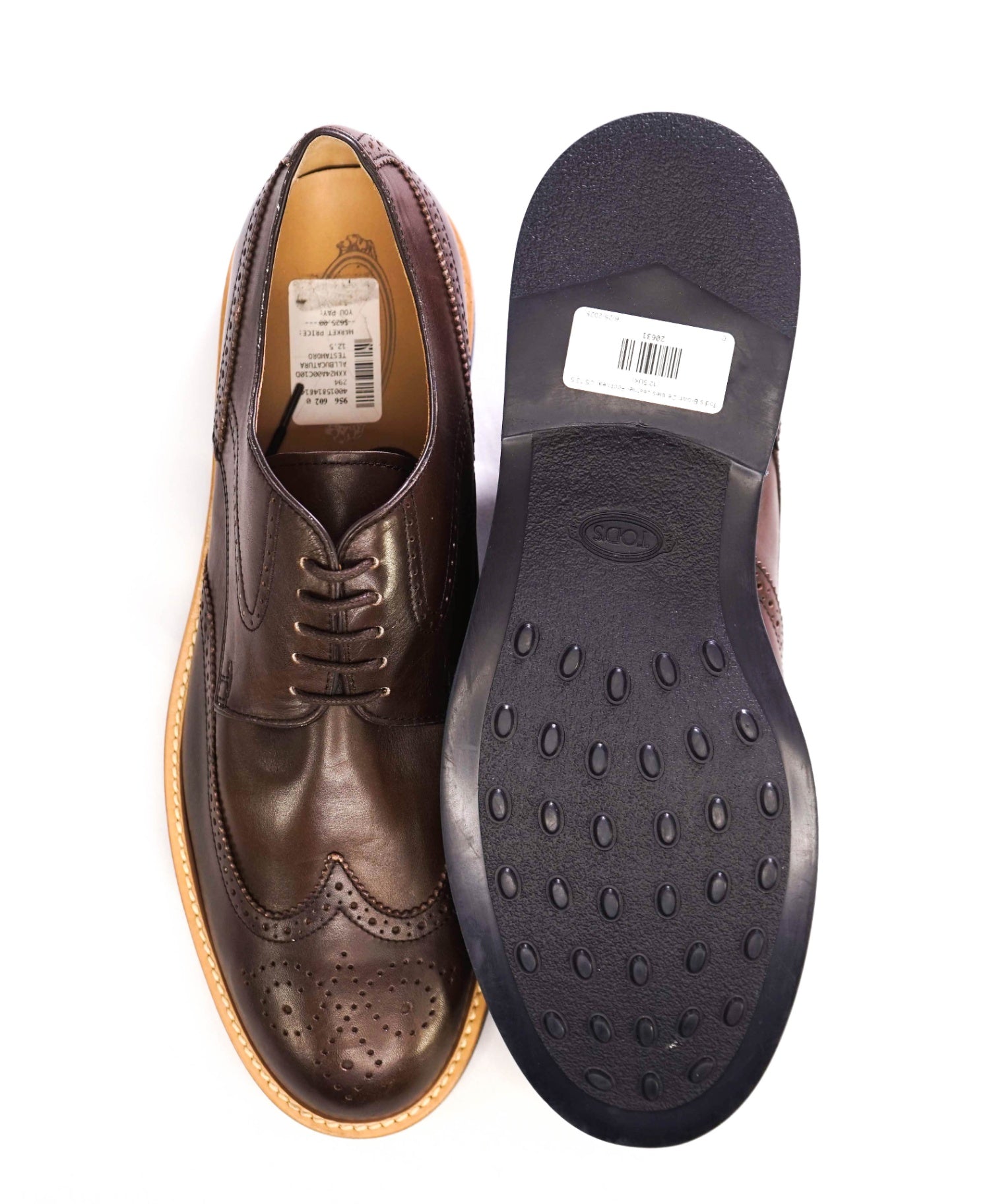 $625 Tod's Brown Brogue Leather Derbies US 13.5 (12.5UK)
