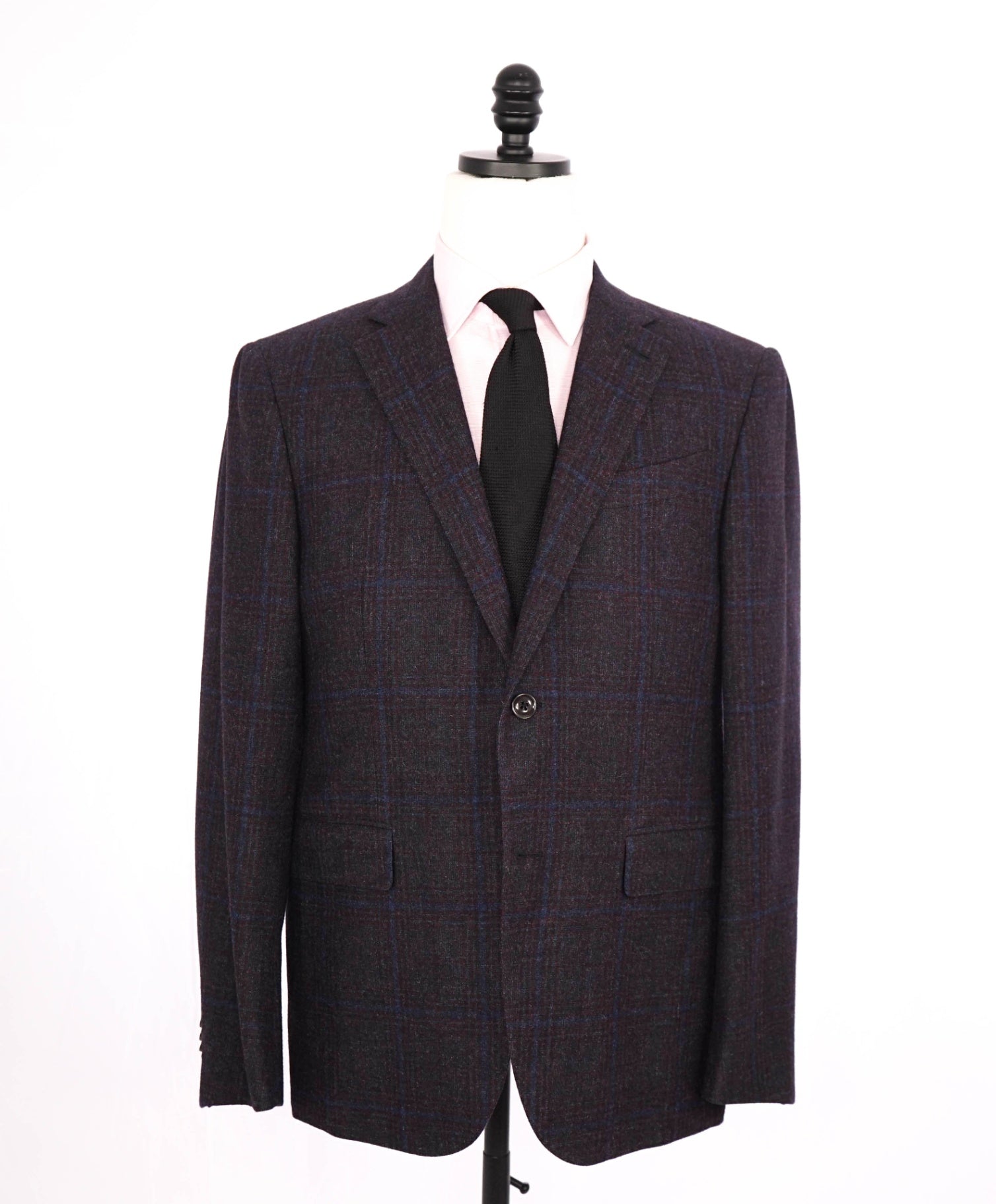 $3,890 Ermenegildo Zegna "TROFEO TWEED" Purple Plaid Wool/Alpaca/Cashmere Blazer 40C