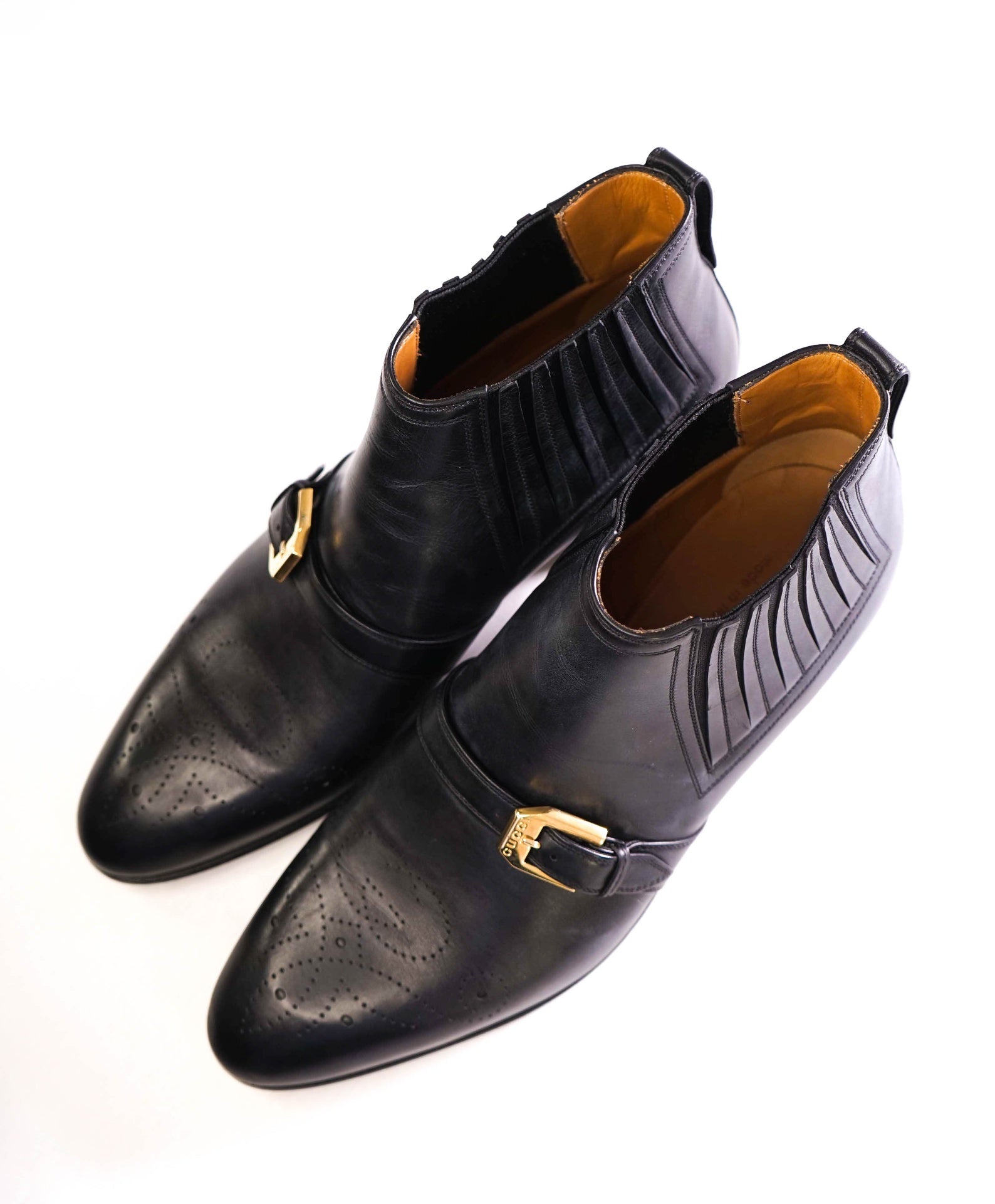 $1,250 GUCCI "Worsh" Black Cuban Logo Heel Boots US 9.5 (9G)