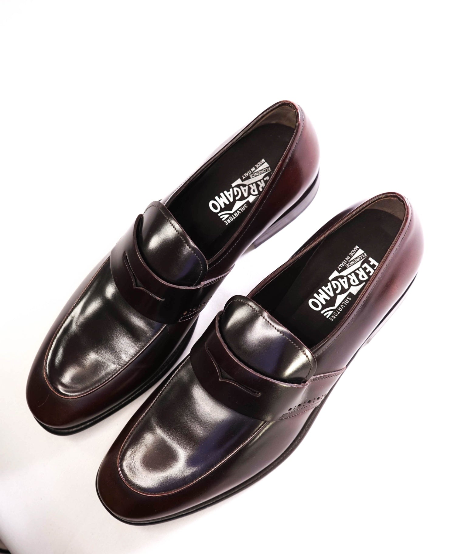 $850 Salvatore Ferragamo Dark Brown Leather Penny Loafers 12 D