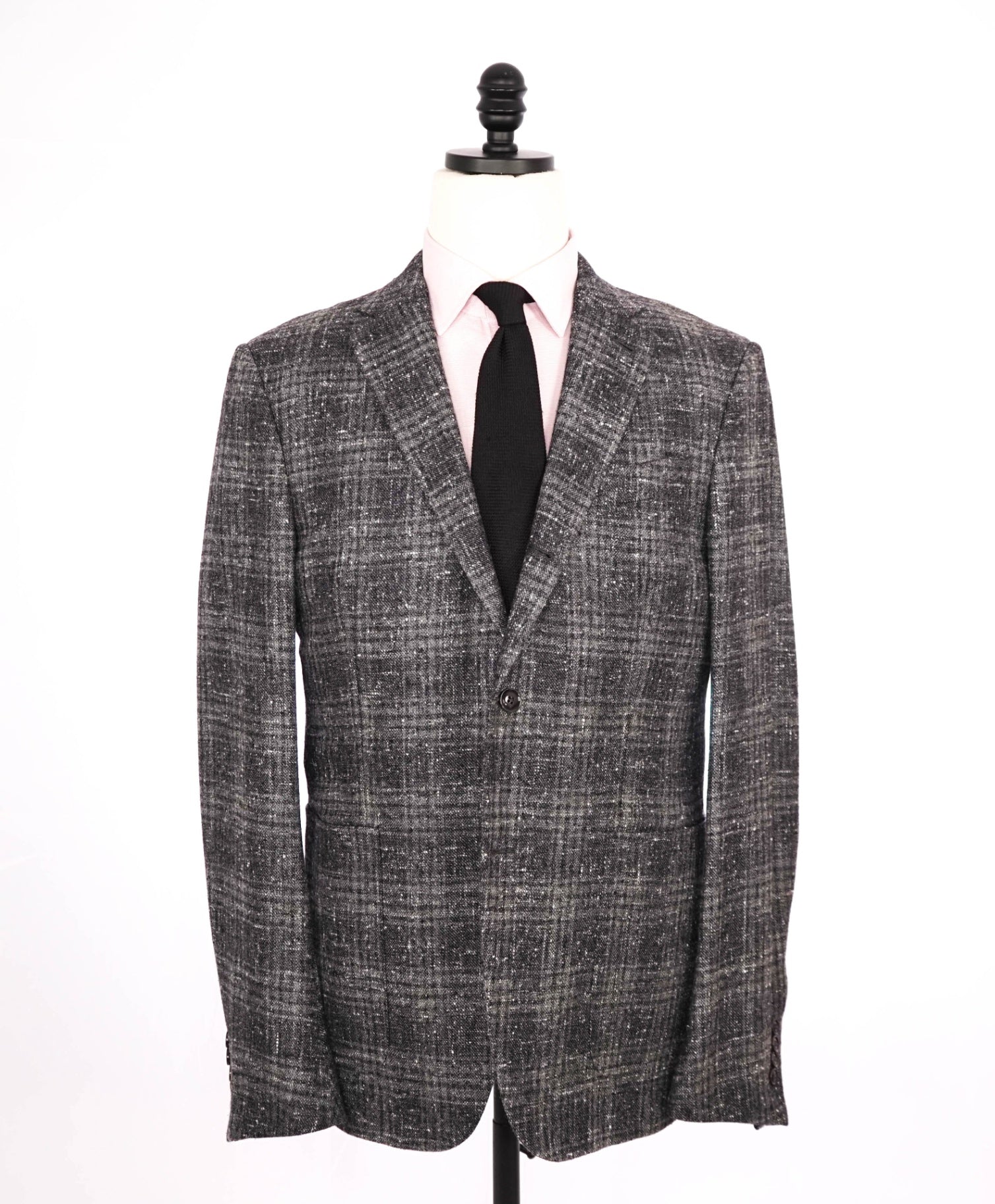 $2,495 Ermenegildo Zegna Grey Plaid Silk/Wool/Cashmere Blazer 50R