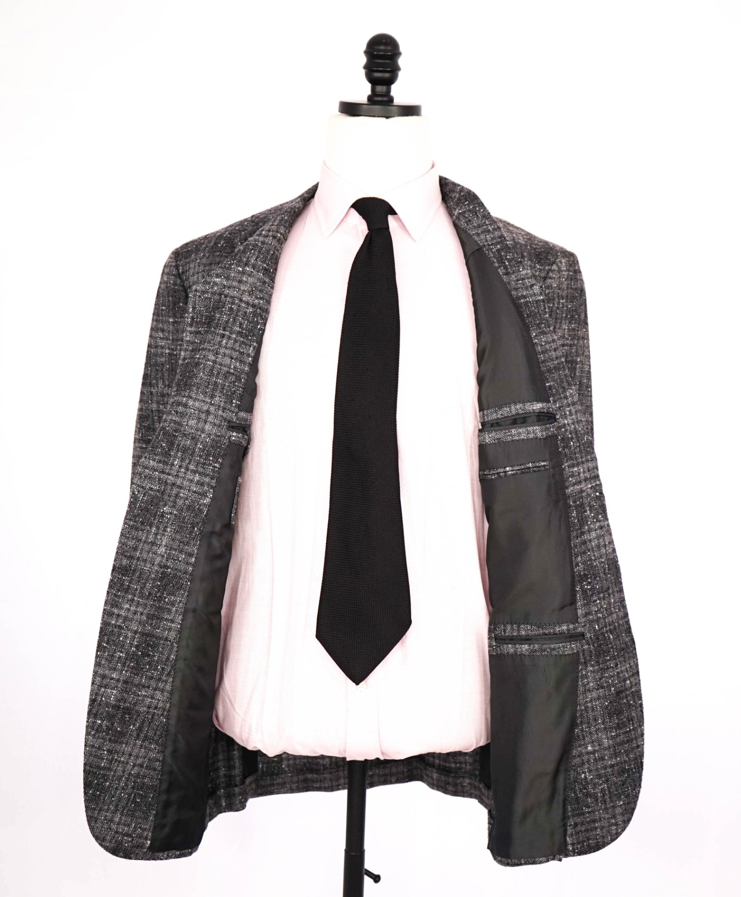 $2,495 Ermenegildo Zegna Grey Plaid Silk/Wool/Cashmere Blazer 50R