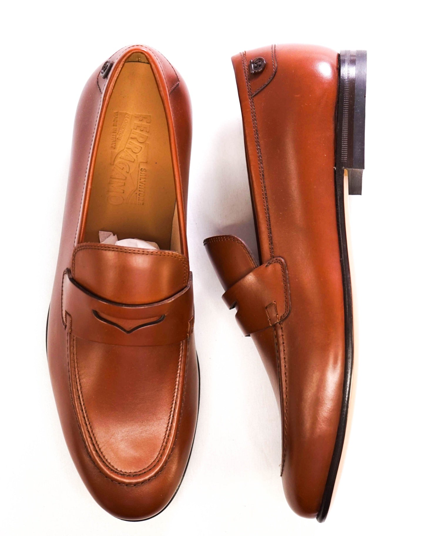 $895 SALVATORE FERRAGAMO - “GOYA" Brown Gancini Loafers 10 EE