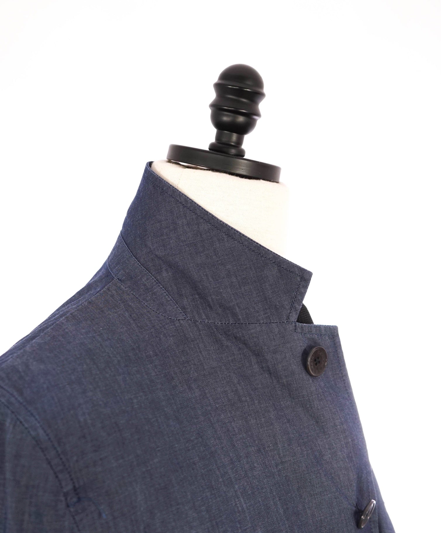 $1,550 Canali Safari Style Solid Blue Denim Jacket Blazer 42