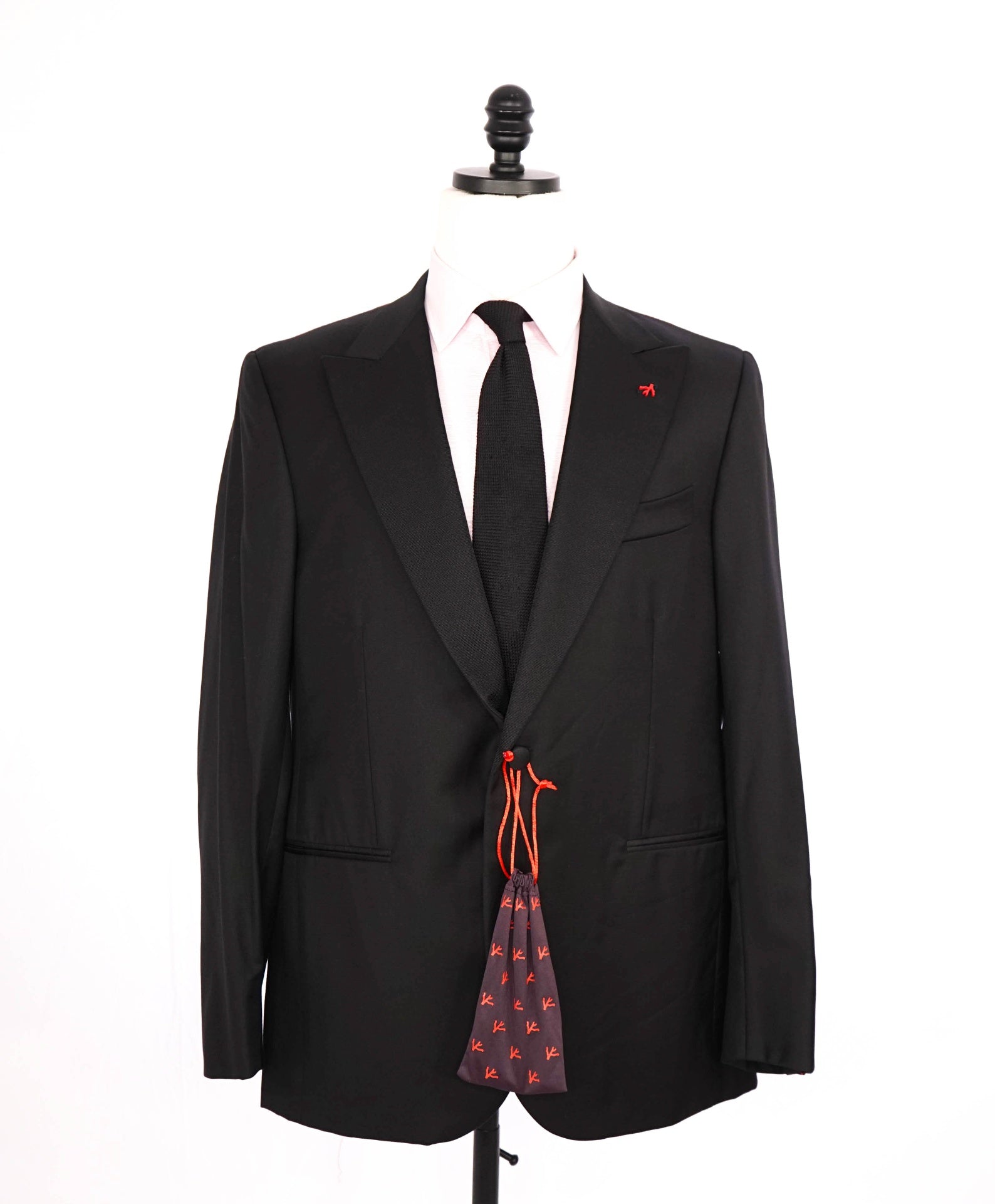 $3,000 ISAIA - PEAK LAPEL Black Wool Tuxedo Dinner Jacket Blazer 42S