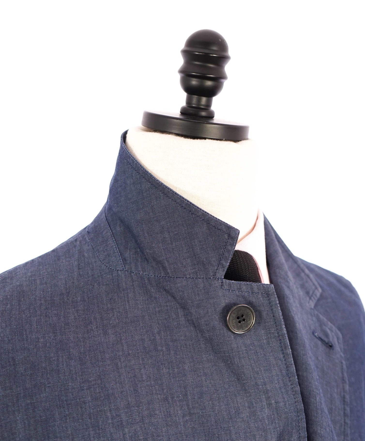 $1,550 Canali Safari Style Solid Blue Denim Jacket Blazer 42
