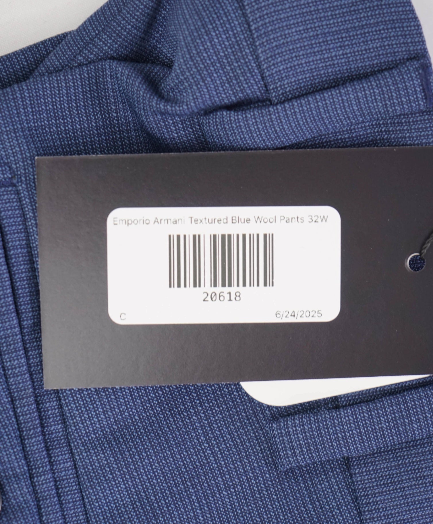 $395 Emporio Armani Textured Blue Micro Check Wool Pants 32W