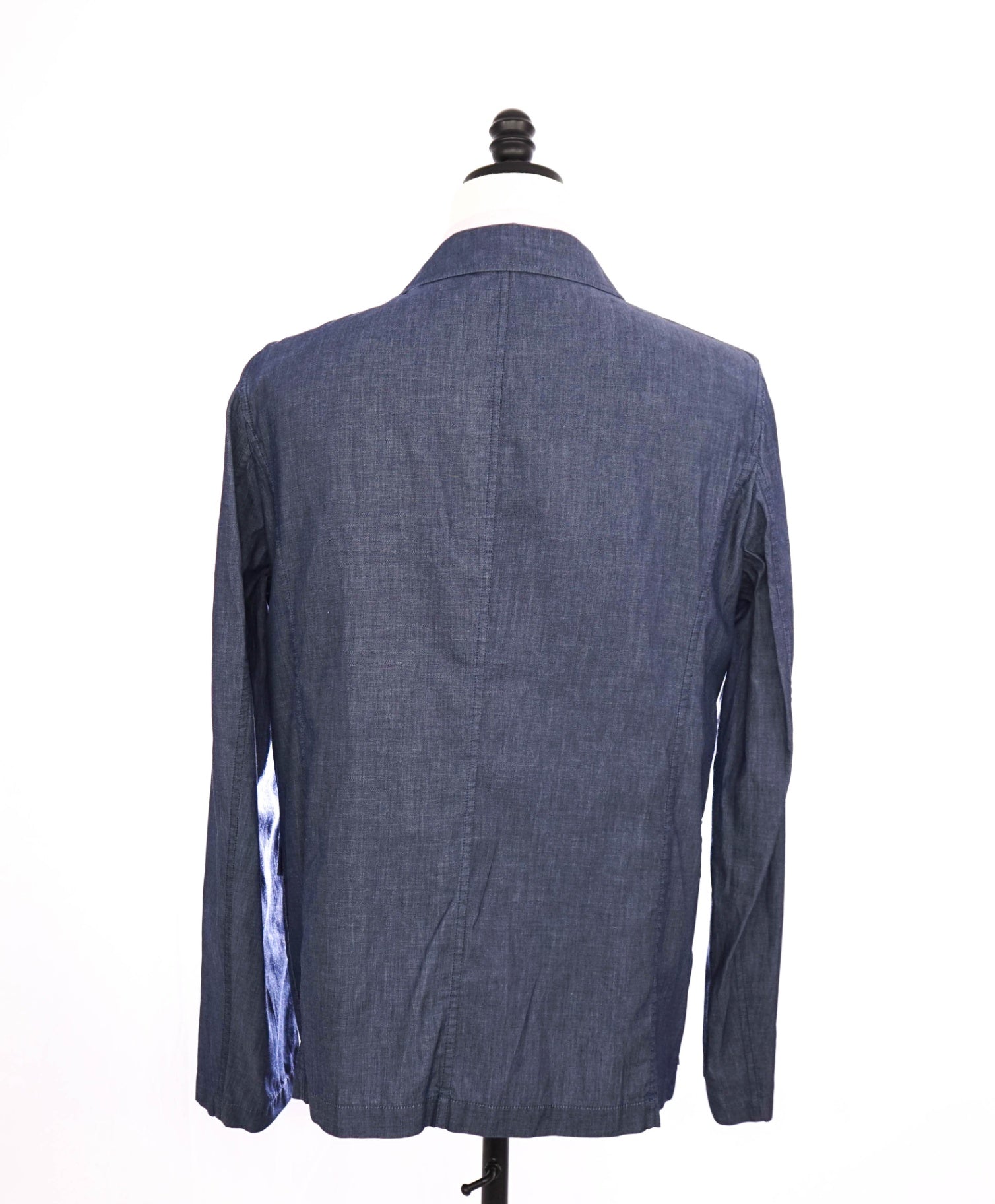 $1,550 Canali Safari Style Solid Blue Denim Jacket Blazer 42