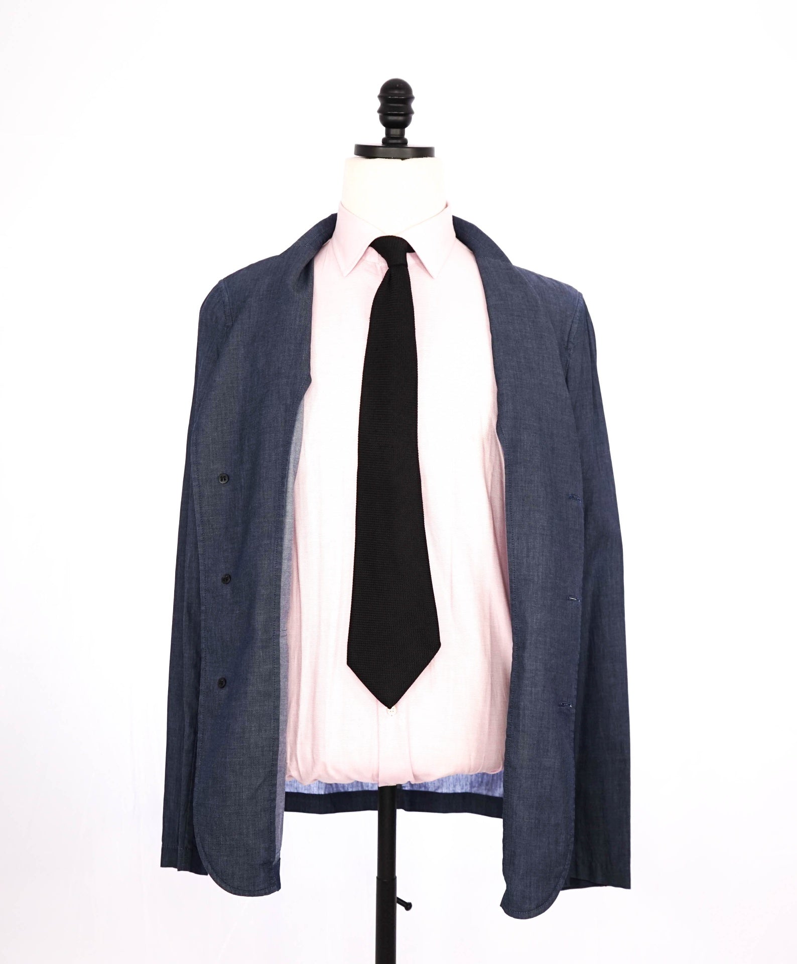 $1,550 Canali Safari Style Solid Blue Denim Jacket Blazer 42