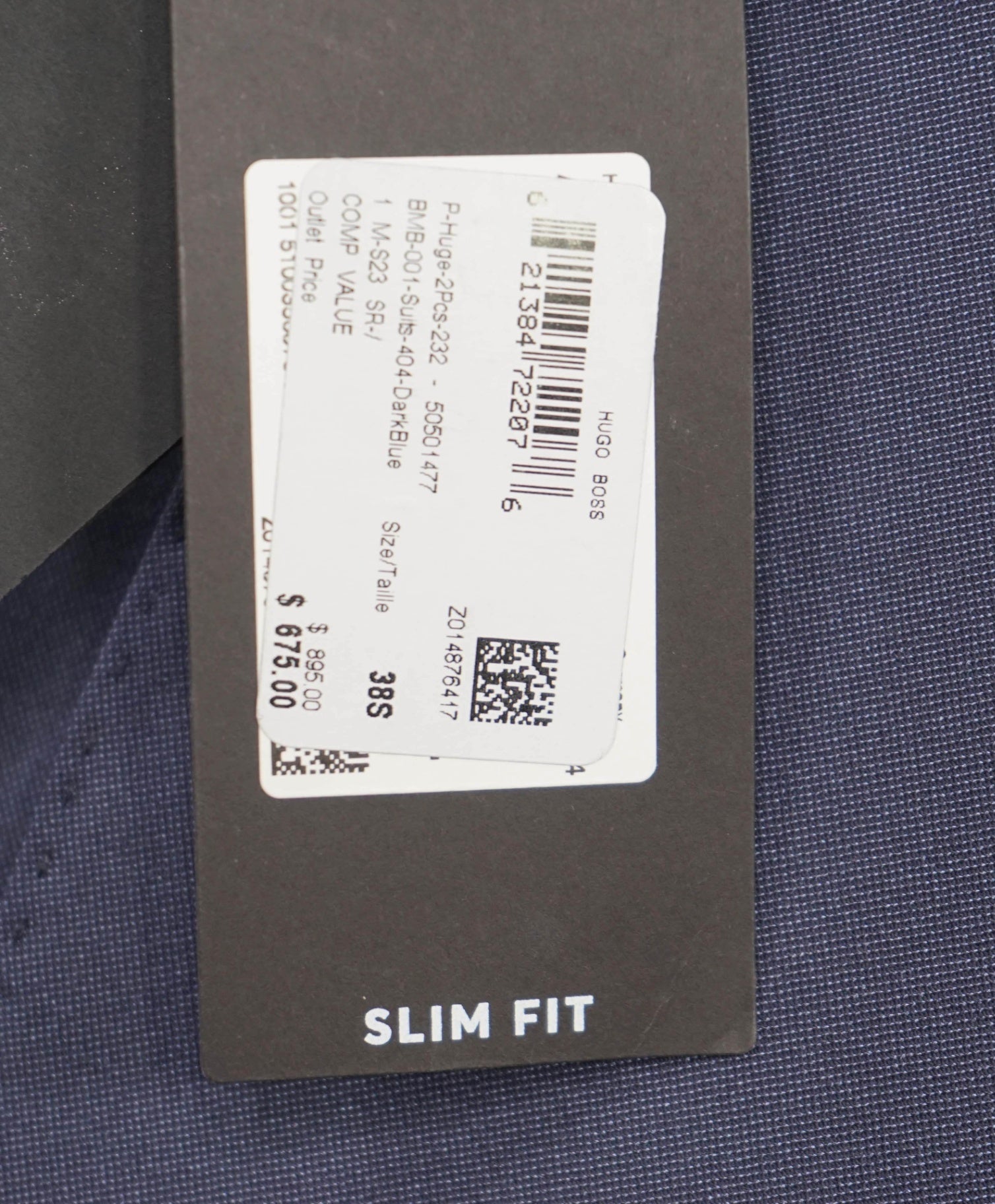 $825 HUGO BOSS Solid Blue Performance Stretch Packable Suit 38S