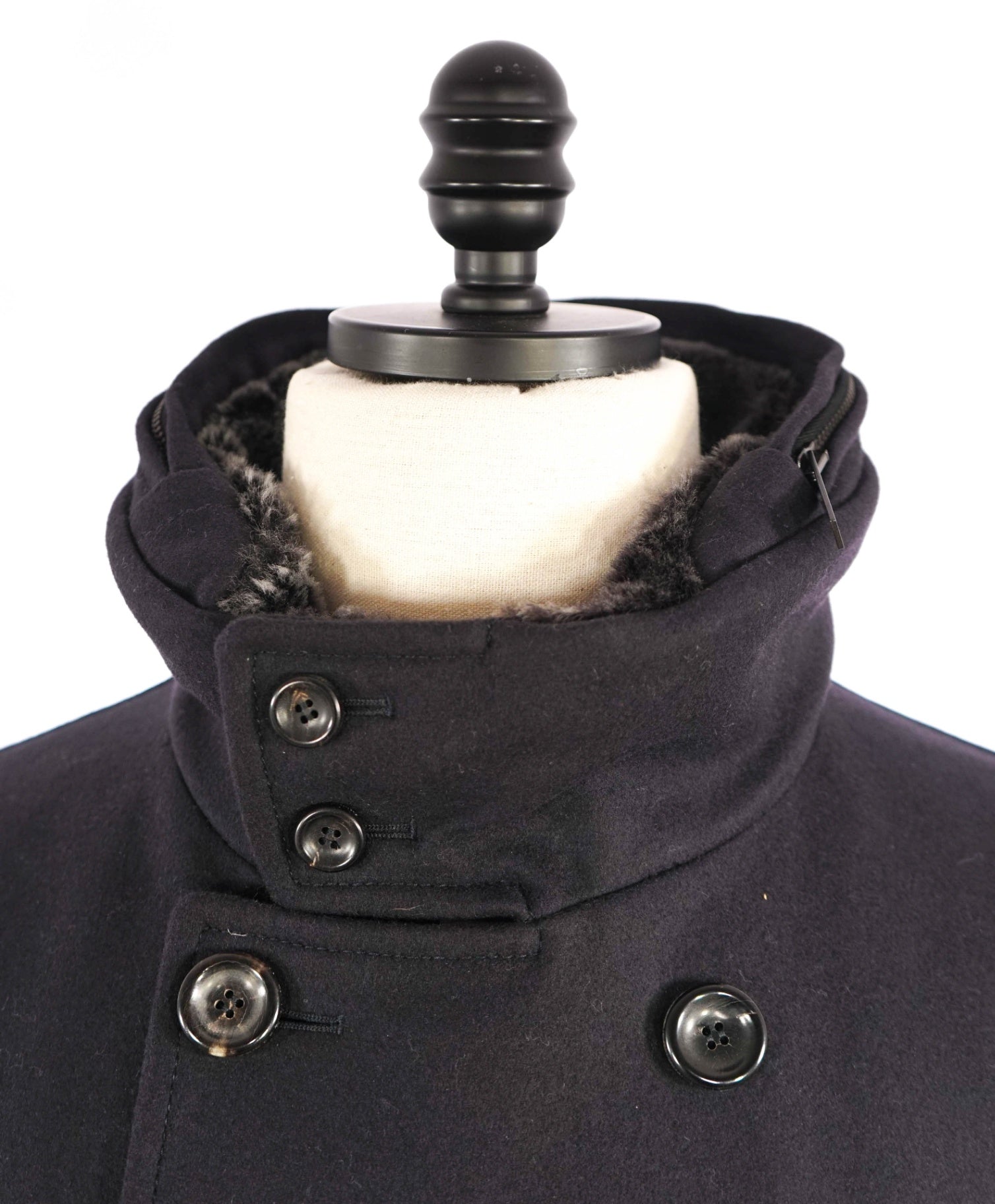 $1,895 Armani Collezioni Navy Water Repellent FUR Wool/Cashmere Coat 42R