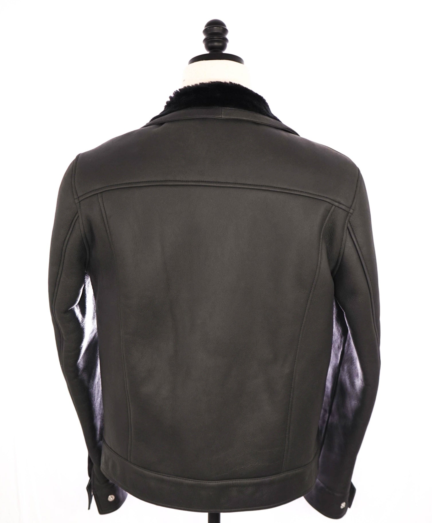 $6,295 ELEVENTY Black SHEARLING Lined Leather Jacket 40