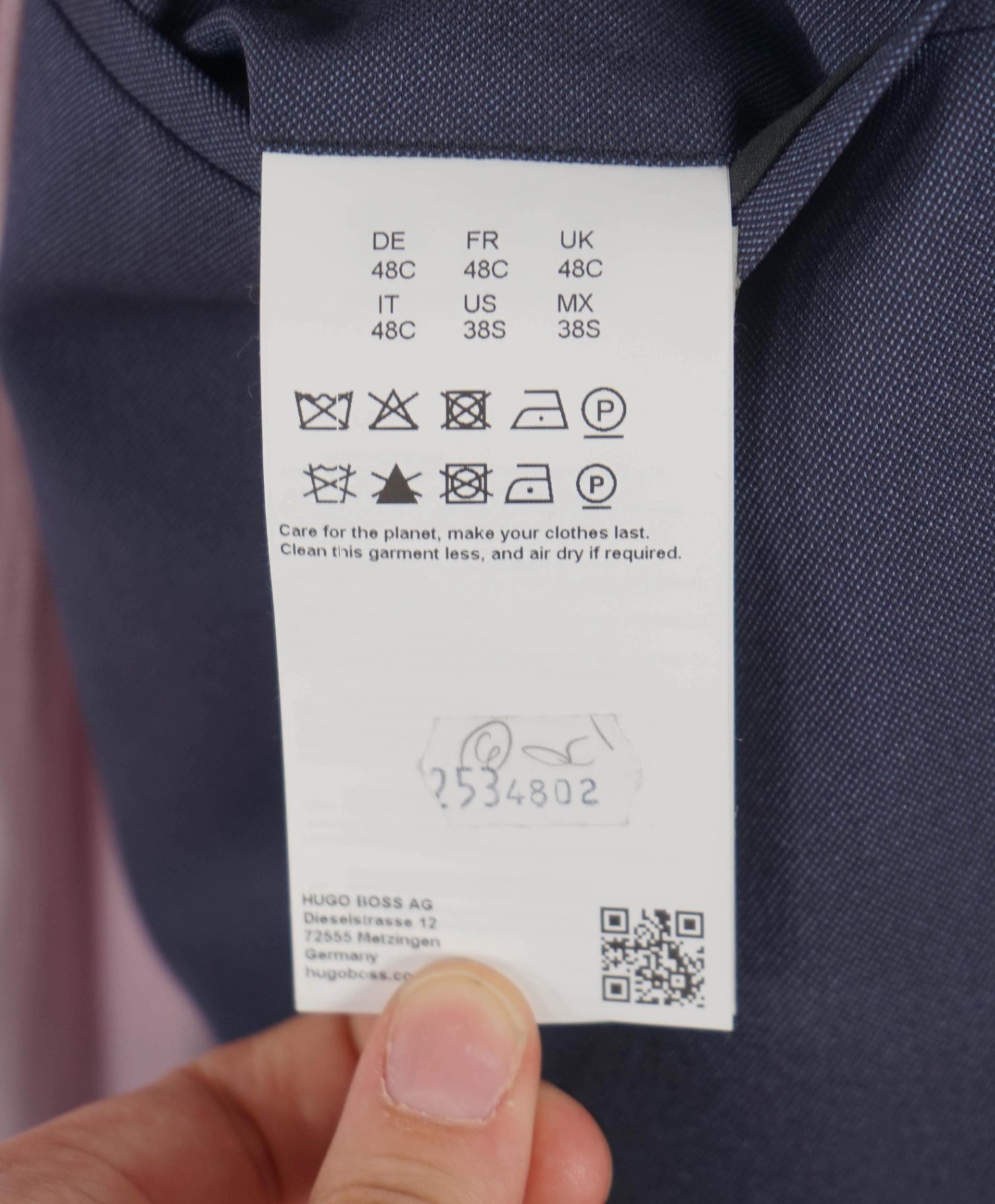 $825 HUGO BOSS Solid Blue Performance Stretch Packable Suit 38S