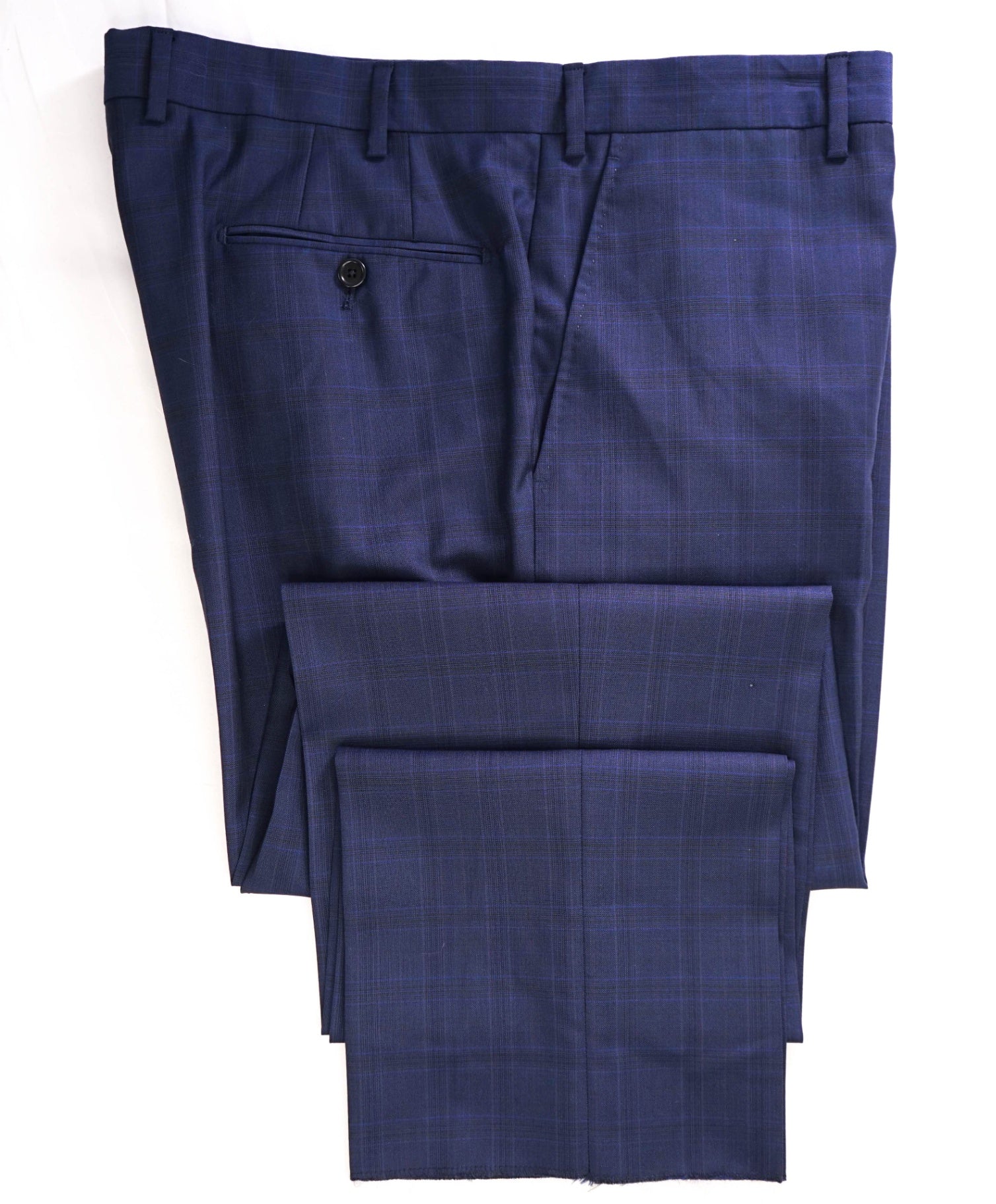 $400 Saks Fifth Avenue Navy check Wool Pants 38W