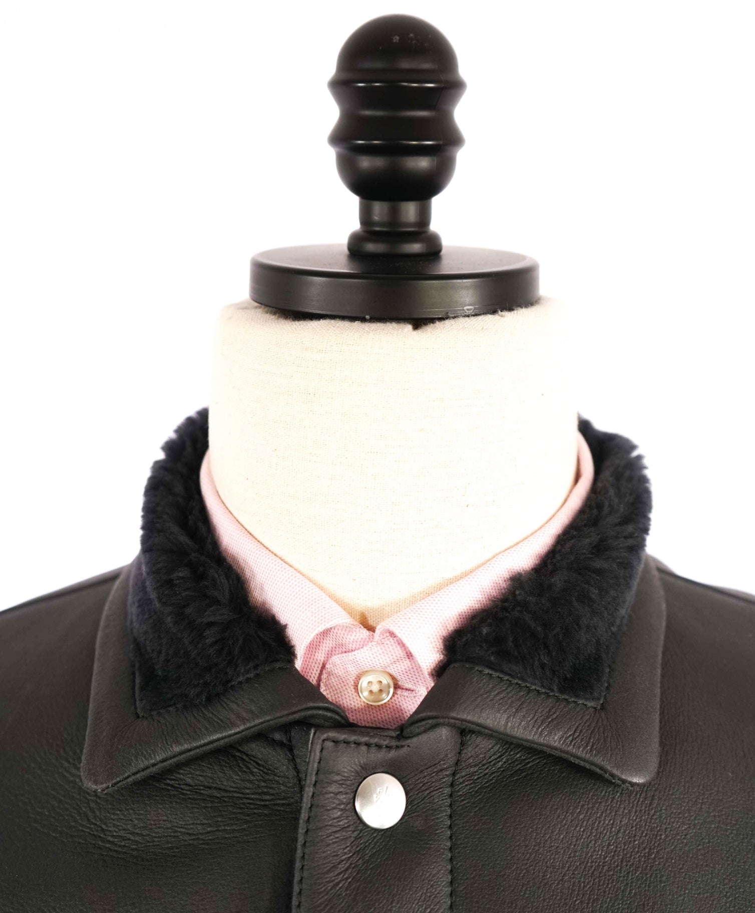 $6,295 ELEVENTY Black SHEARLING Lined Leather Jacket 40