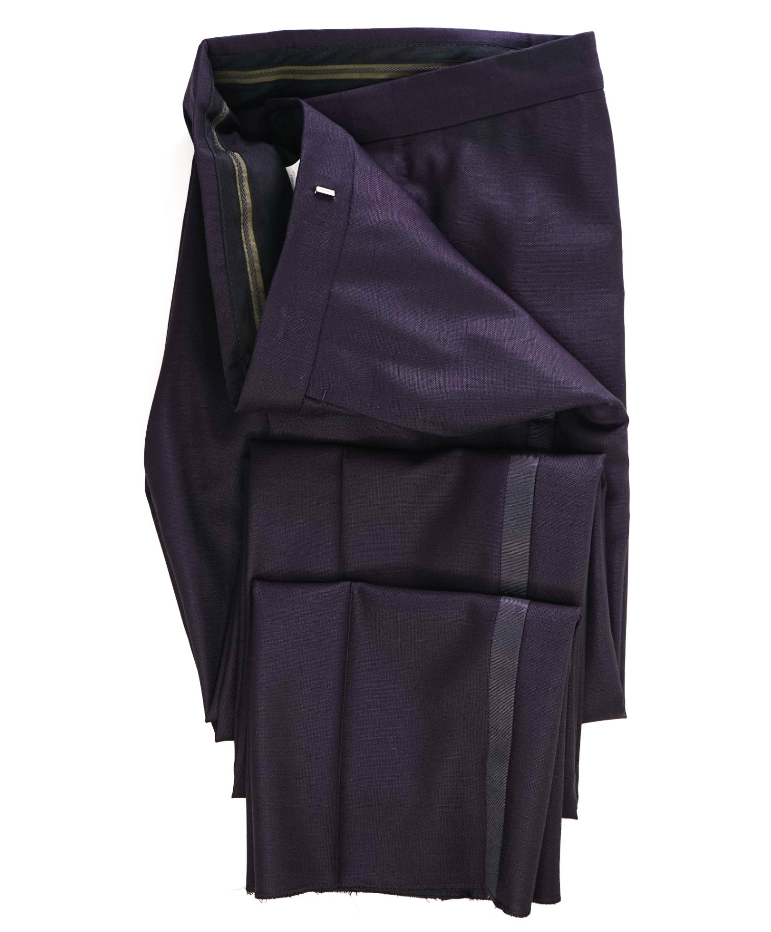 $790 Z Zegna Solid Plum Tuxedo Stripe Wool Dinner Pants 32W