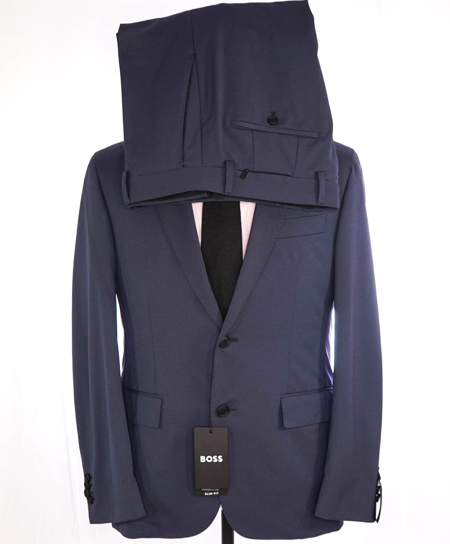 $825 HUGO BOSS Solid Blue Performance Stretch Packable Suit 38S