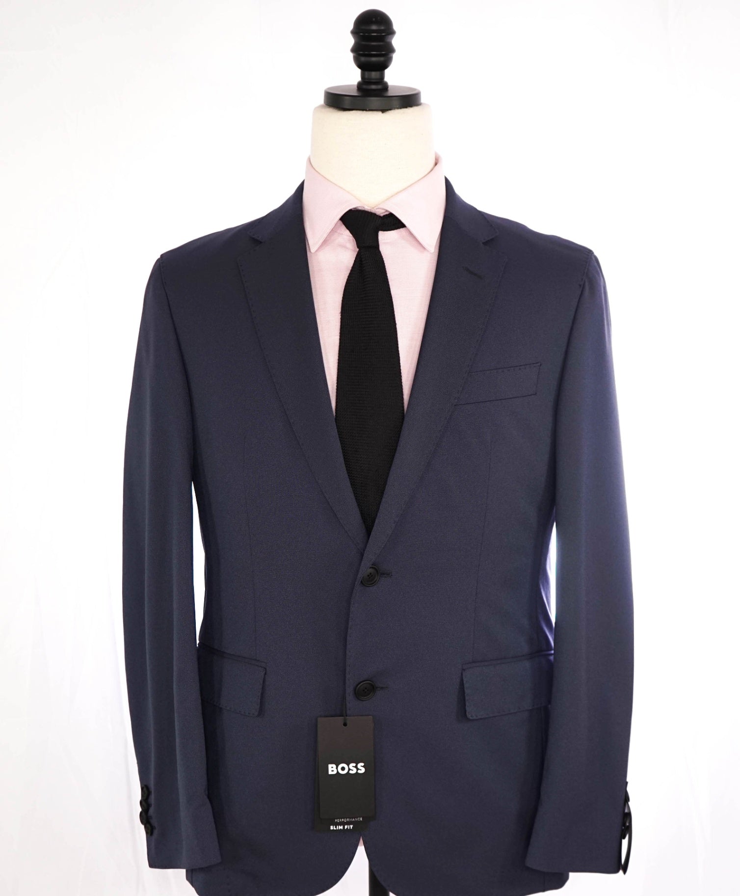 $825 HUGO BOSS Solid Blue Performance Stretch Packable Suit 38S
