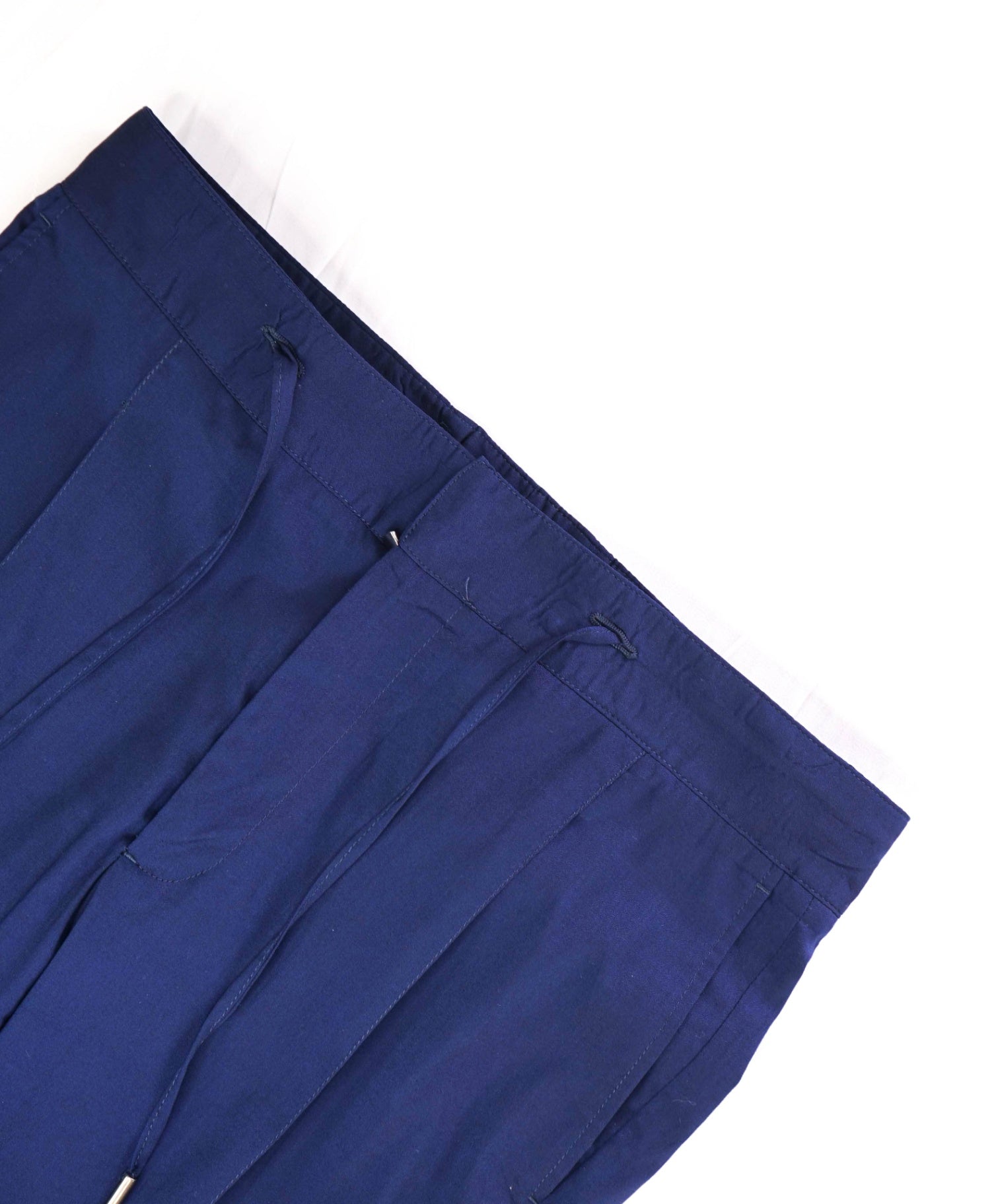$795 ISAIA - Blue Wool/Silk DRAWSTRING Zip Logo Dress Pants - 36W