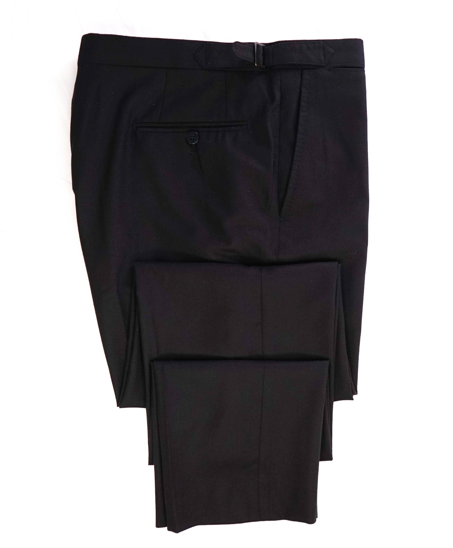 $795 ISAIA Solid Black *SIDE TABS* Wool/Silk Dress Pants 36W (52EU)