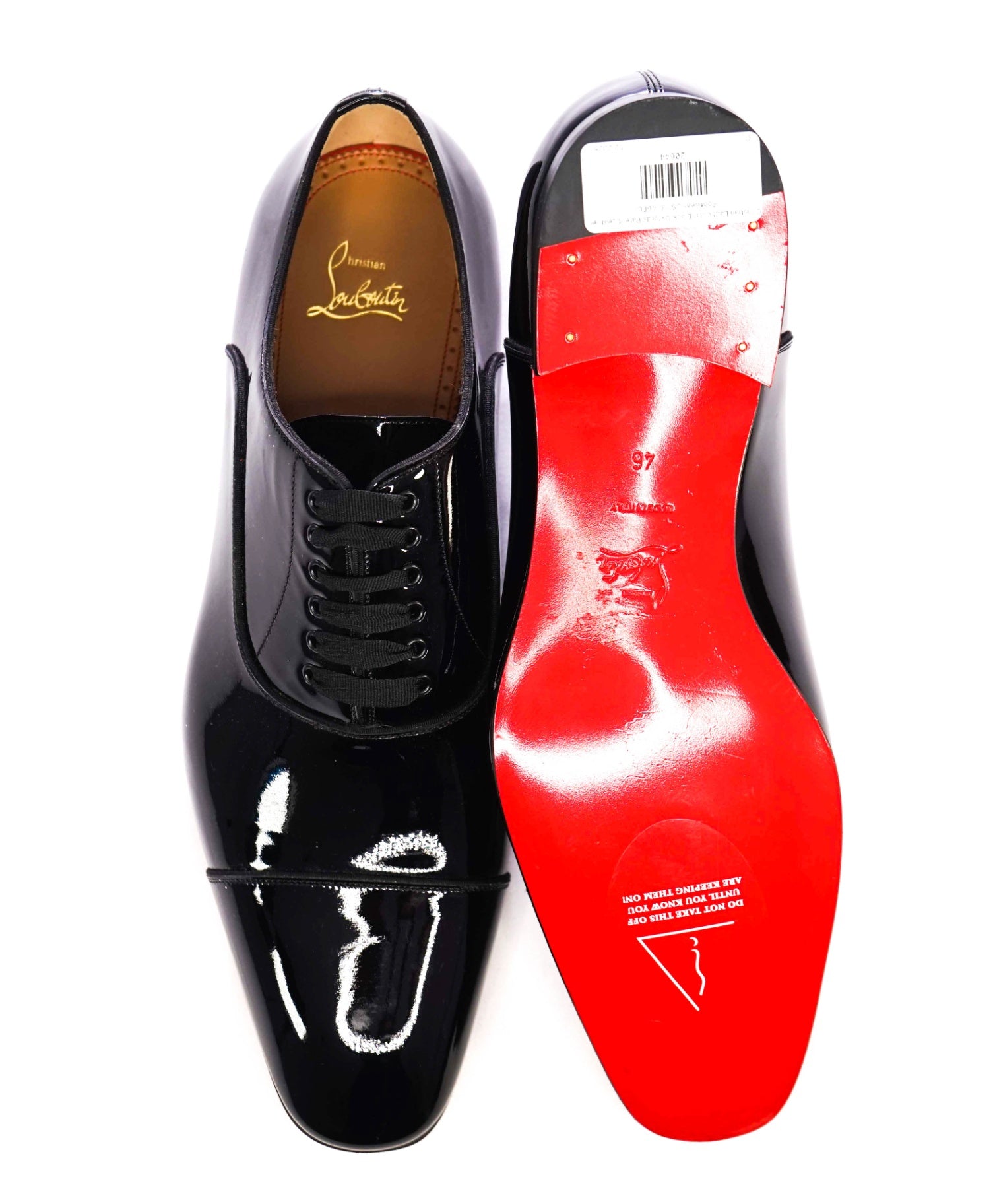 $1,095 Christian Louboutin GREGGO Patent Black Oxfords US 13 (46EU)