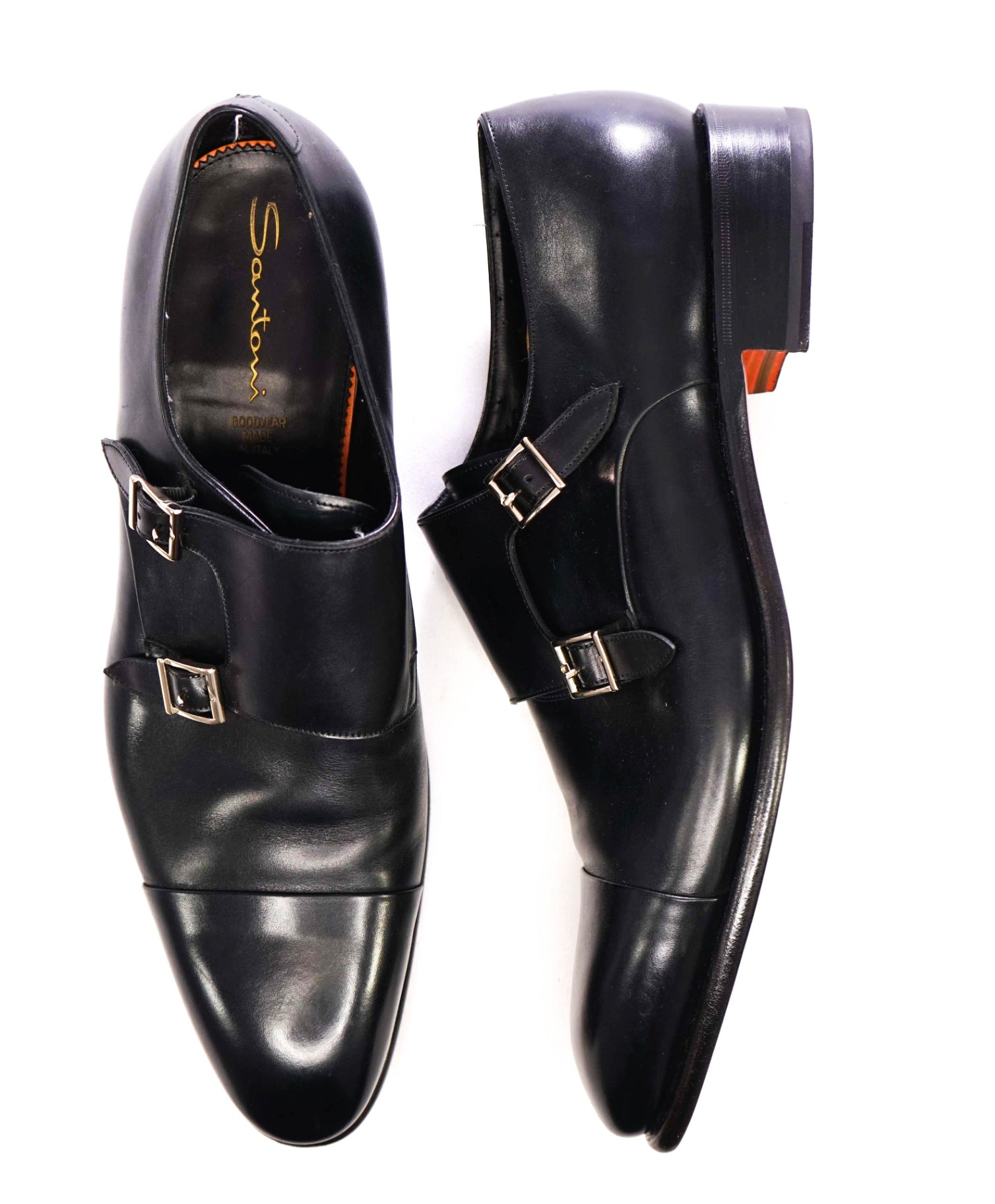 $1,595 SANTONI "GOODYEAR WELT” Monk Strap Loafers US 16 (15UK)