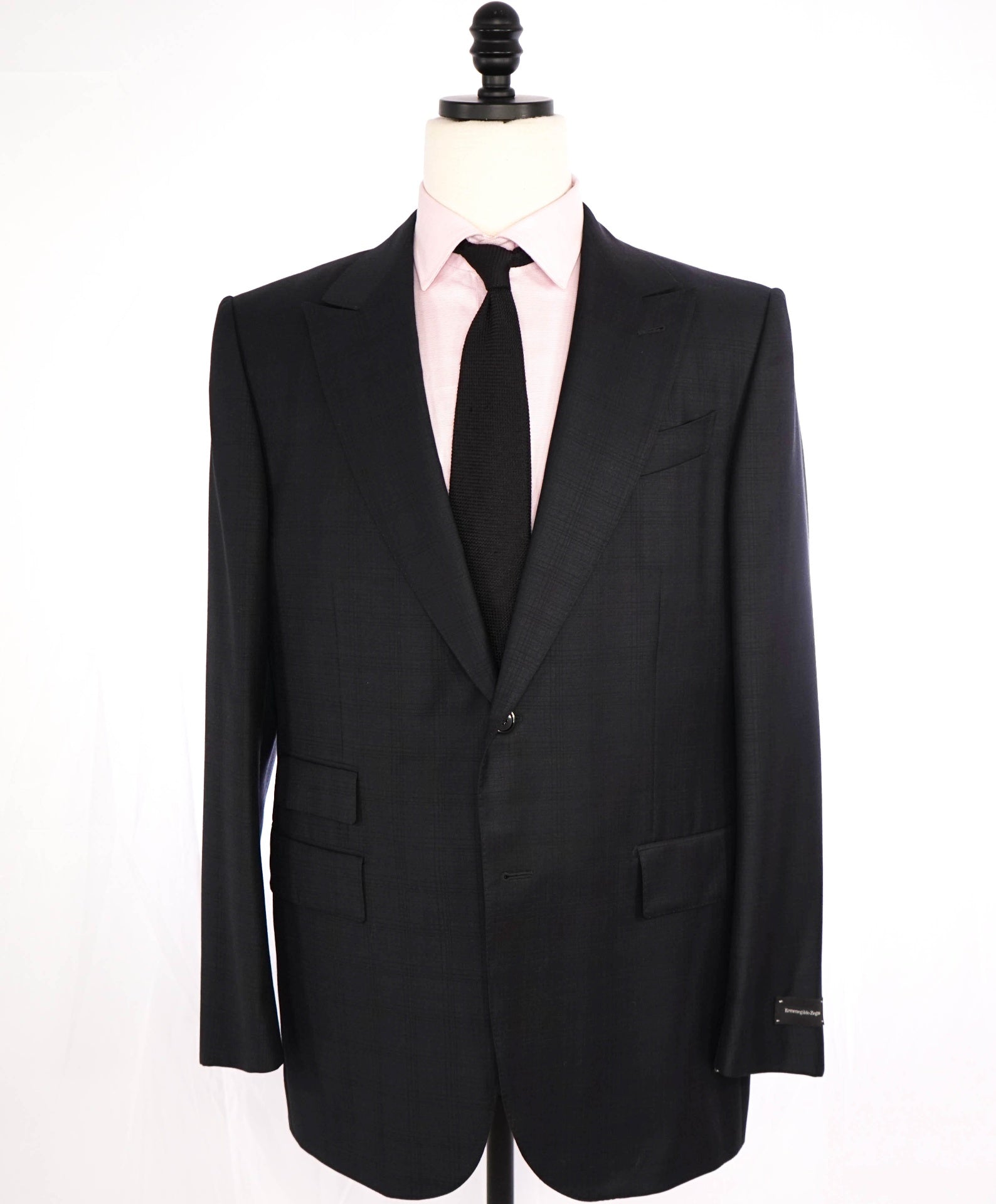 $3,995 Ermenegildo Zegna "TROFEO" Dark Grey Plaid Wool Suit 44R