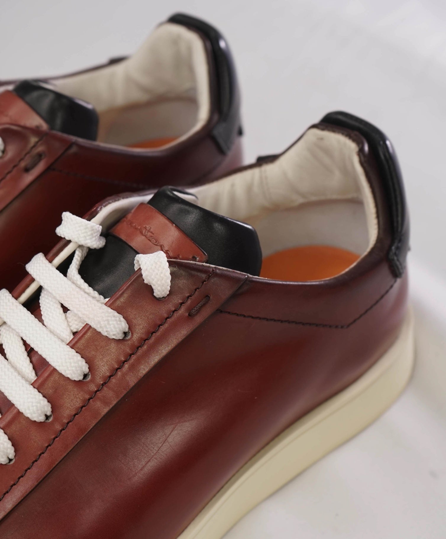 $780 Santoni Oxblood Patina Leather Sneakers US 8.5 (7.5UK)
