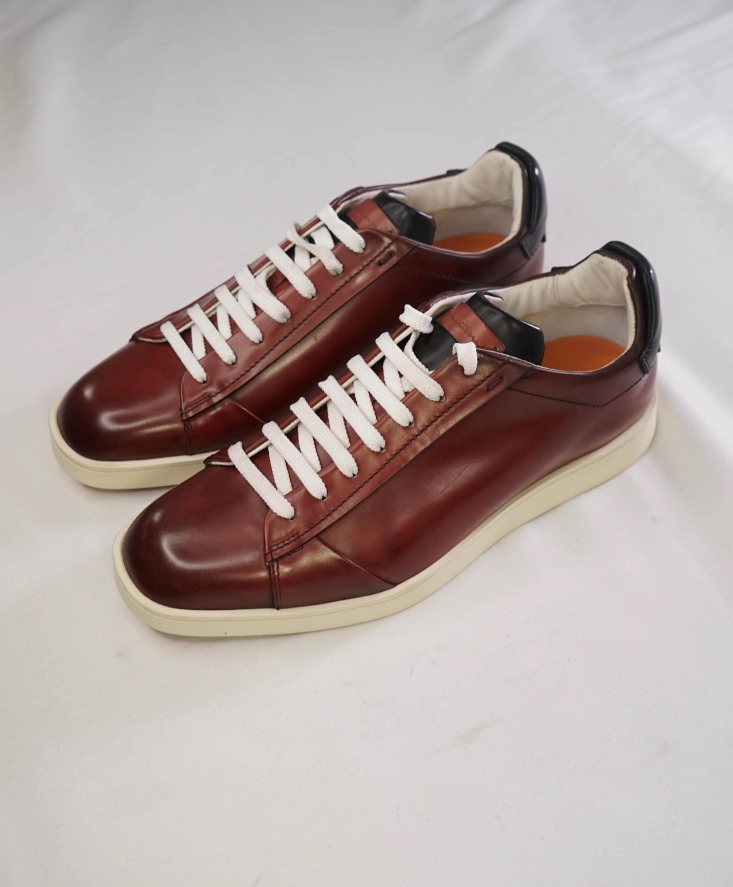$780 Santoni Oxblood Patina Leather Sneakers US 8.5 (7.5UK)