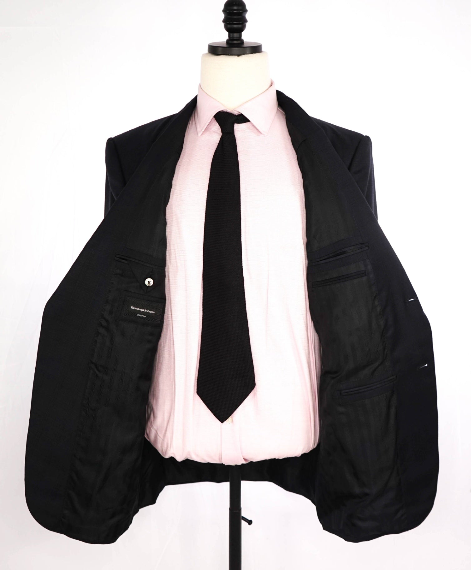$3,995 Ermenegildo Zegna "TROFEO" Dark Grey Plaid Wool Suit 44R